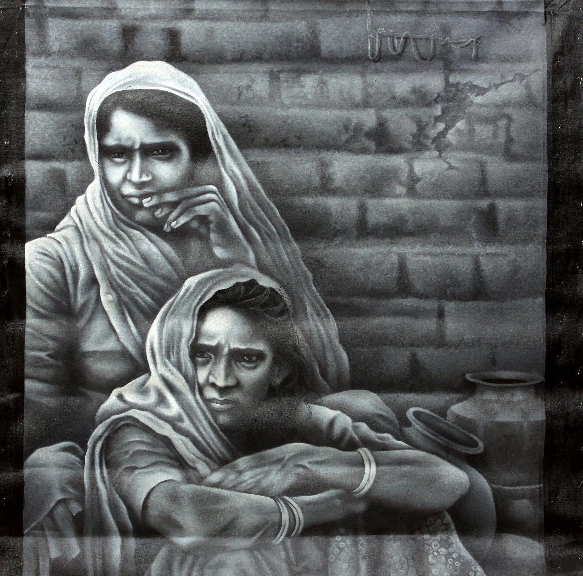 Potters Sisters Oil Painting on Canvas - Handmade Artwork for Home Decor, Wall Art & Gift Ideas