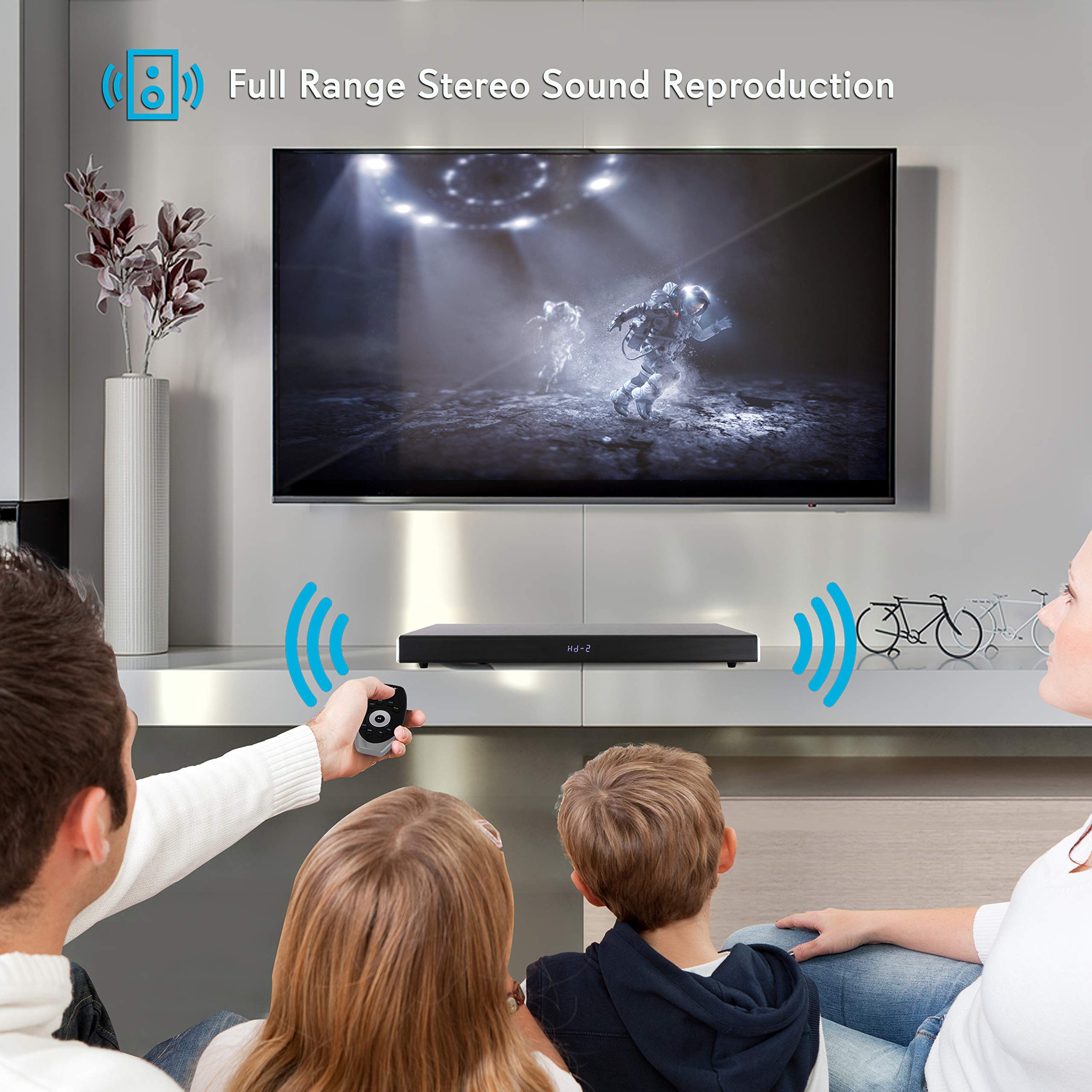 Pyle PSBV630HDBT.5 Bluetooth Sound Bar with Built-in Subwoofer - Wireless TV Soundbar System with LCD Display, HDMI, Optical, RCA, AUX, USB & Coaxial Inputs - Perfect for Home Theater, Gaming & Movie Nights (Black)