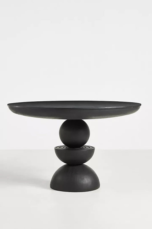 Handmade Modern Round Black Dining Table - Elegant Designer Wooden Table for Kitchen, Dining Room, or Small Space Decor