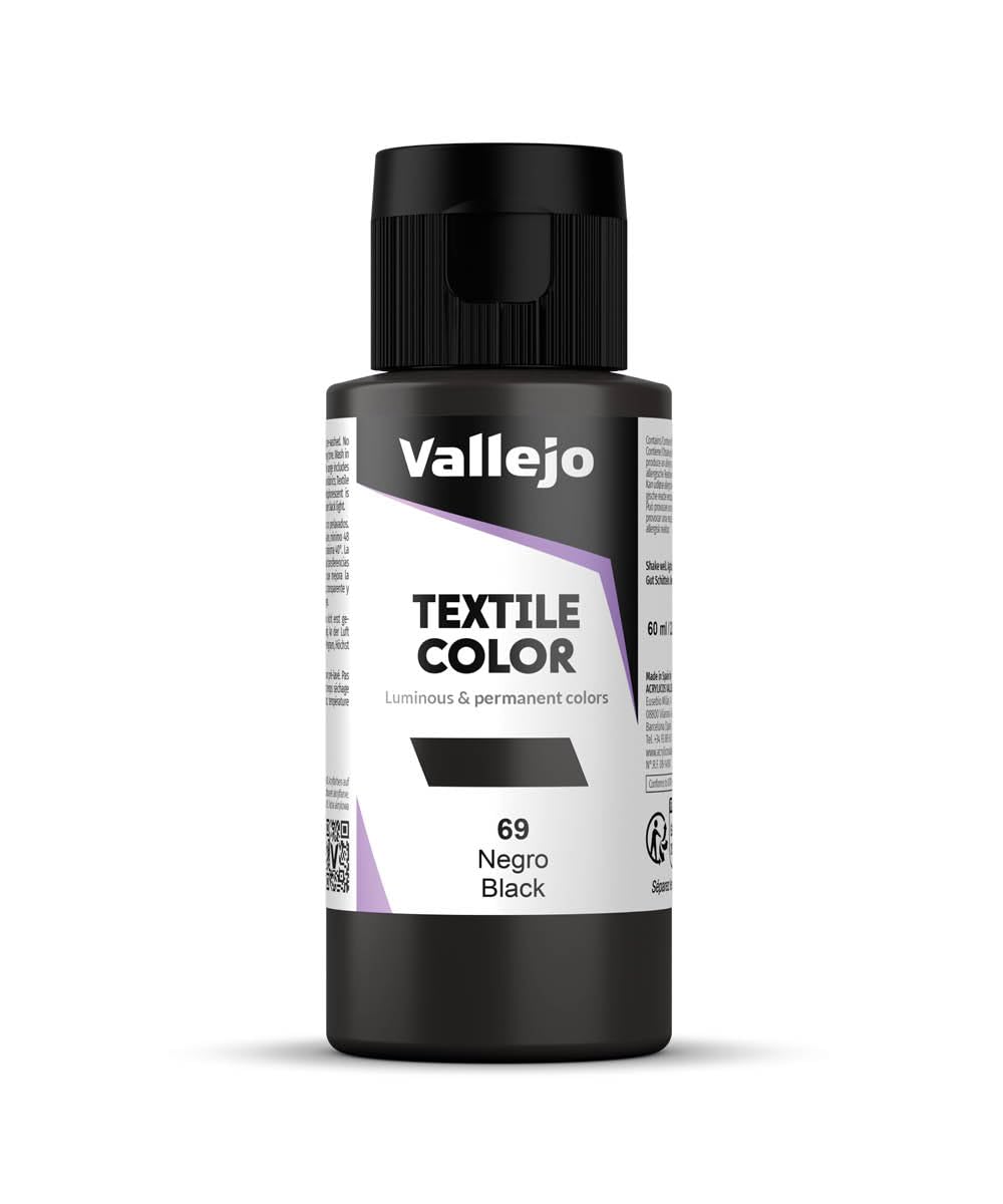 Fabric Paint 60ml - Premium Black Textile Paint for DIY Crafts, Clothing, and Home Decor | Non-Toxic & Washable Fabric Dye for T-Shirts, Canvas, and More