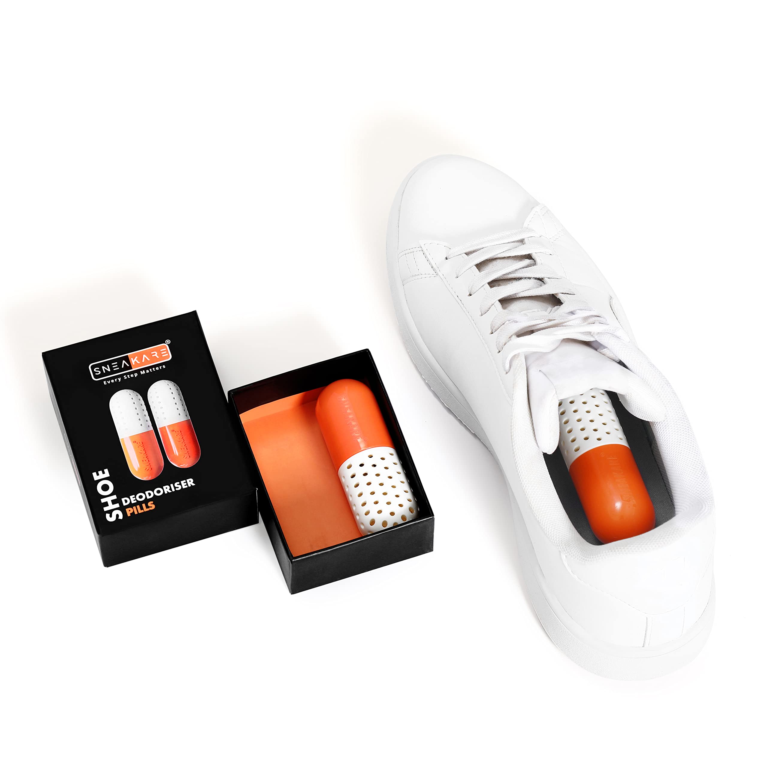 SNEAKARE Shoe Deodorizer Pills - Long-Lasting Odor Eliminator with Fresh Fragrance, Moisture Absorbing Shoe Refresher for Sneakers & Athletic Shoes - Compact Size for Gym Bags, Travel & Daily Use