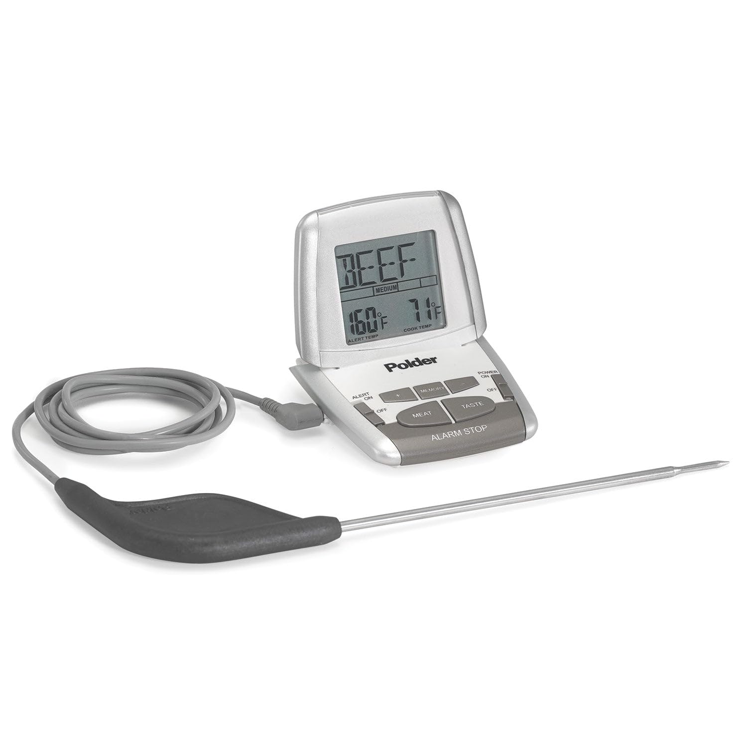 Polder THM-308 Ultra Probe Deluxe Preset In-Oven Thermometer - Digital Cooking Meat Thermometer for Grilling, Baking, Roasting & BBQ - Perfect for Turkey, Chicken, Steak & More