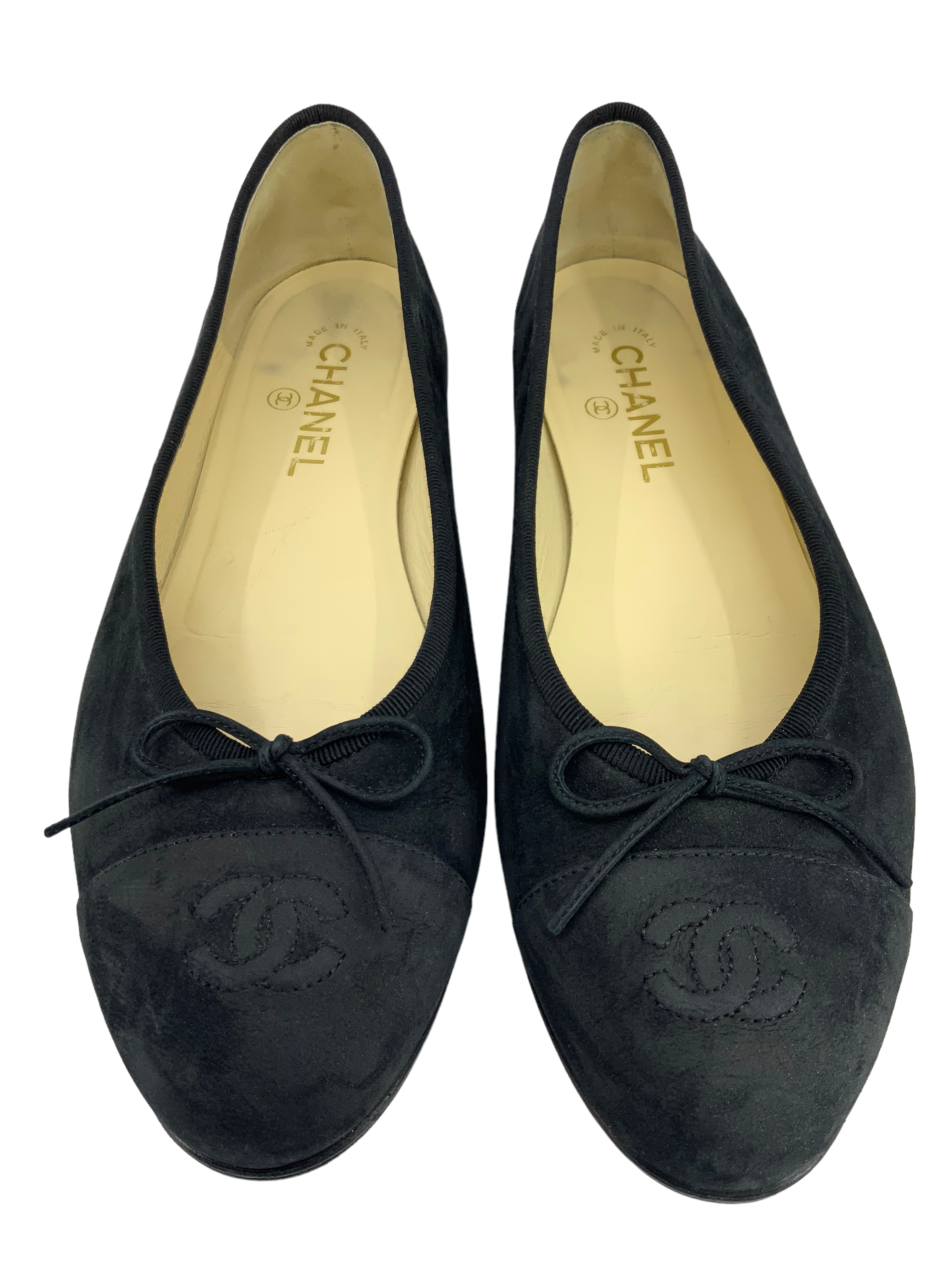 Chanel CC Cap Toe Suede Ballet Flats Women's Size 11 - Luxury Comfortable Loafers for Work, Date Night & Casual Outfits