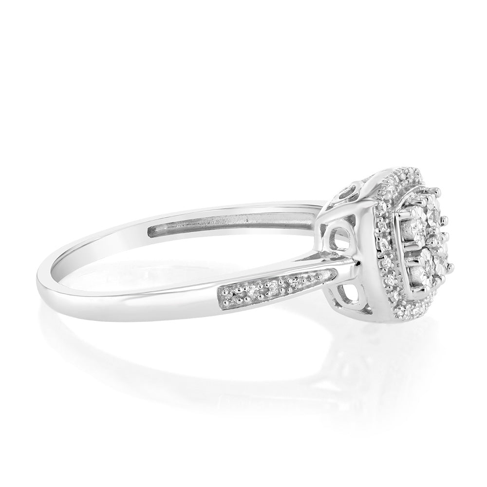 1/10 Carat Genuine Diamond Sterling Silver Ring for Women - Elegant Wedding, Engagement & Anniversary Jewelry Gift