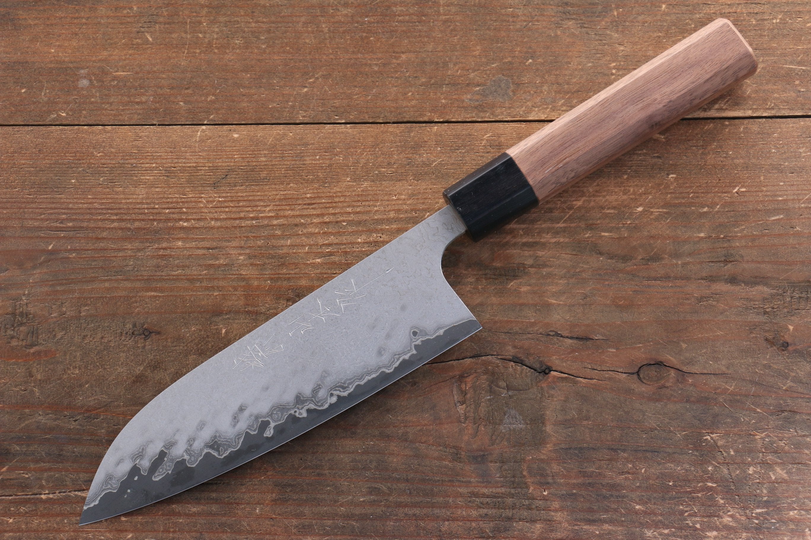 Nao Yamamoto VG10 Black Damascus Santoku Knife 165mm with Walnut Handle - Premium Japanese Kitchen Knife for Slicing, Dicing, and Chopping Vegetables, Fruits, and Meat