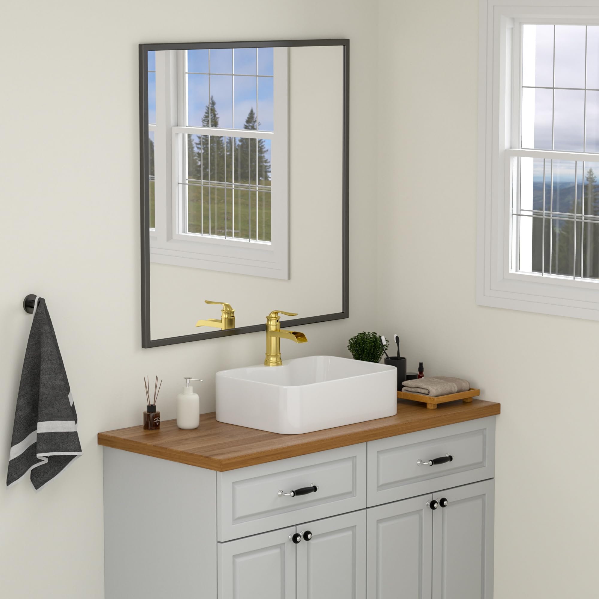 Logmey 19 Inch White Porcelain Rectangular Vessel Sink - Modern Above Counter Bathroom Vanity Sink, 19x15 Inch Large Ceramic Art Basin for Bathroom & Powder Room Renovation - Perfect for Contemporary Home, Hotel, and Spa Decor