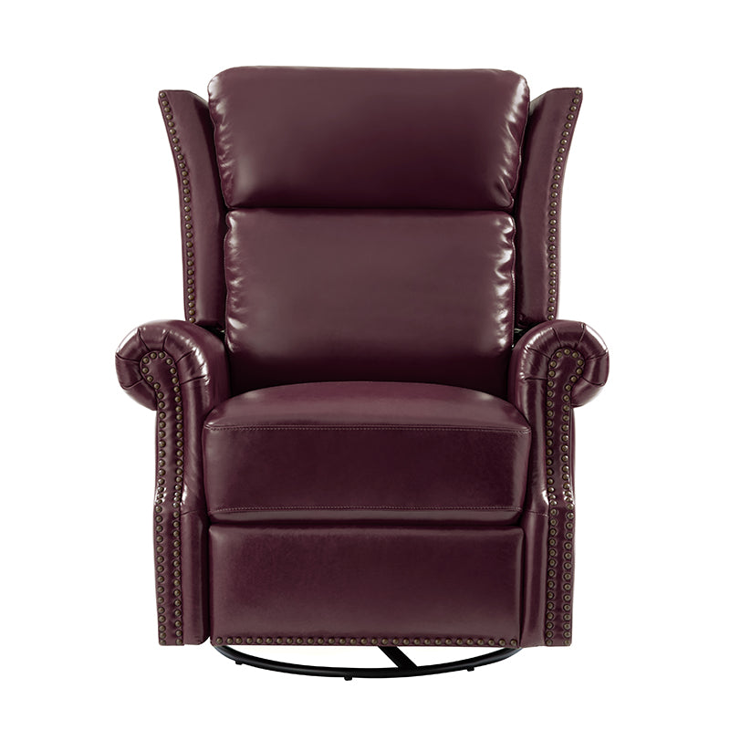 Martina Genuine Leather Manual Swivel Glider Recliner Chair - Comfortable Living Room Seating for Relaxing, Reading & Nursing