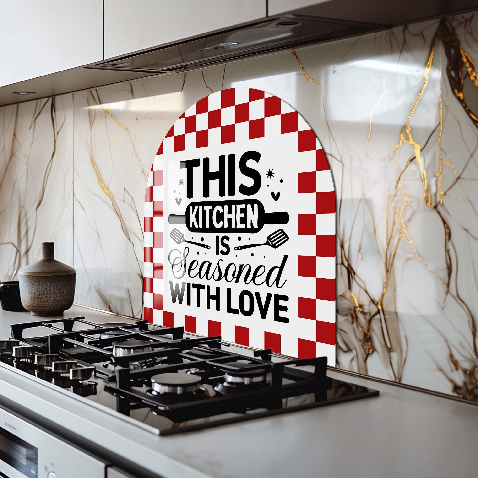Seasoned with Love Glass Splashback - Stylish & Durable Kitchen Backsplash for Modern Homes - Perfect for Cooking, Baking & Home Decor