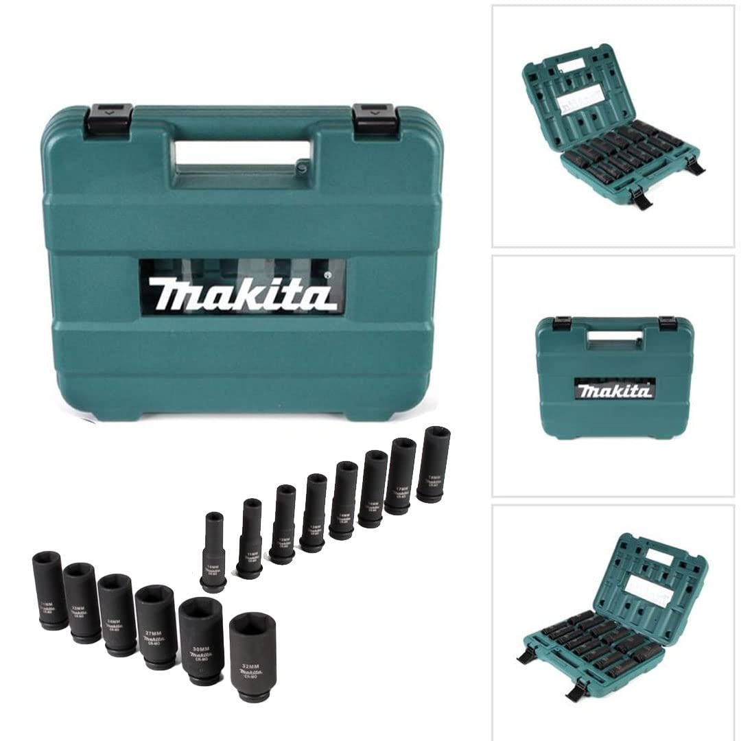 Makita B-52308 1/2 Inch Drive Socket Set - 10-Piece Professional Grade Socket Wrench Kit for Automotive Repair & DIY Projects