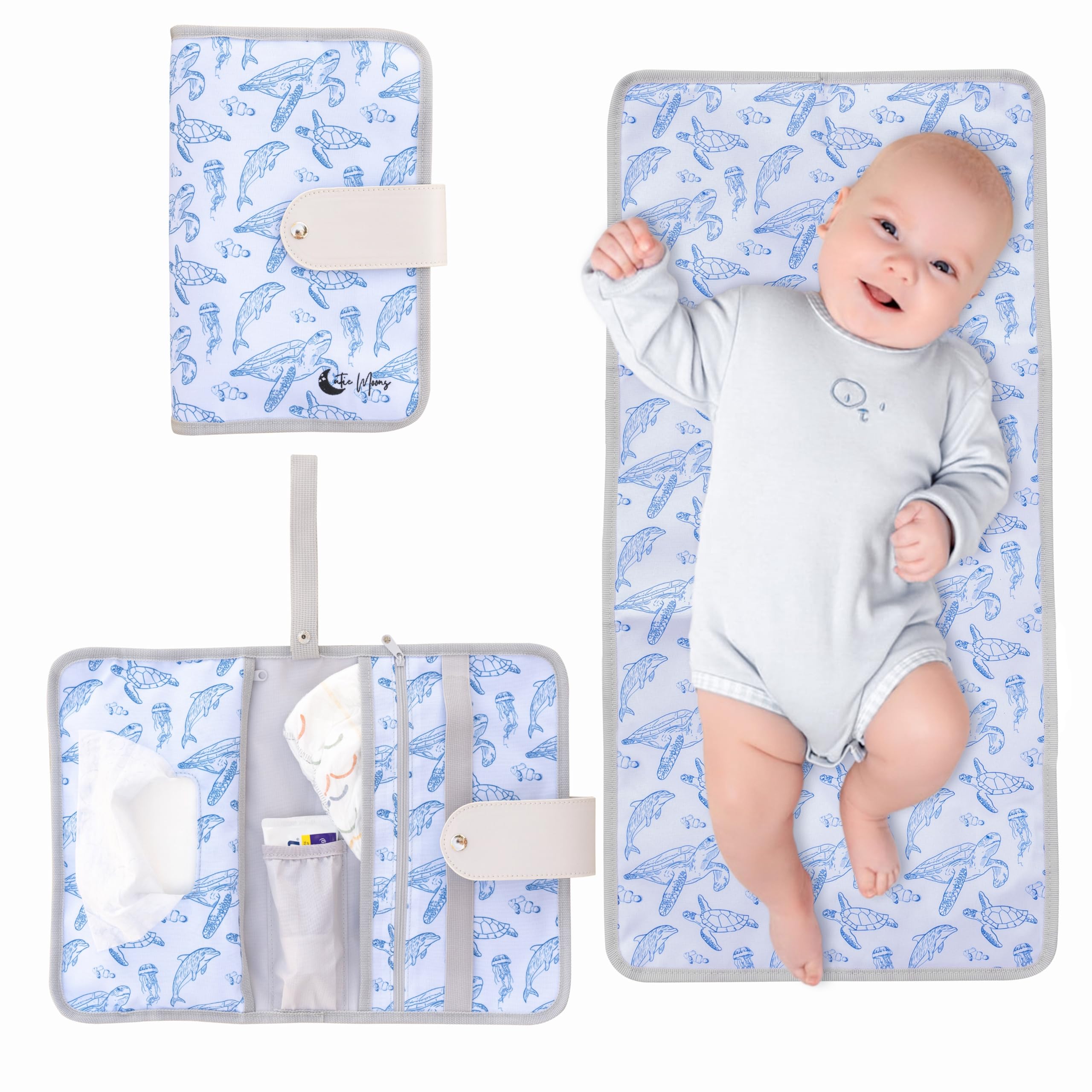 Waterproof Portable Baby Changing Pad with Storage Pockets for Wipes & Diapers - Travel-Friendly Newborn Essentials - Perfect Baby Shower Gift for Boys & Girls - Ideal for On-the-Go Parents, Airplane Travel, and Outdoor Adventures