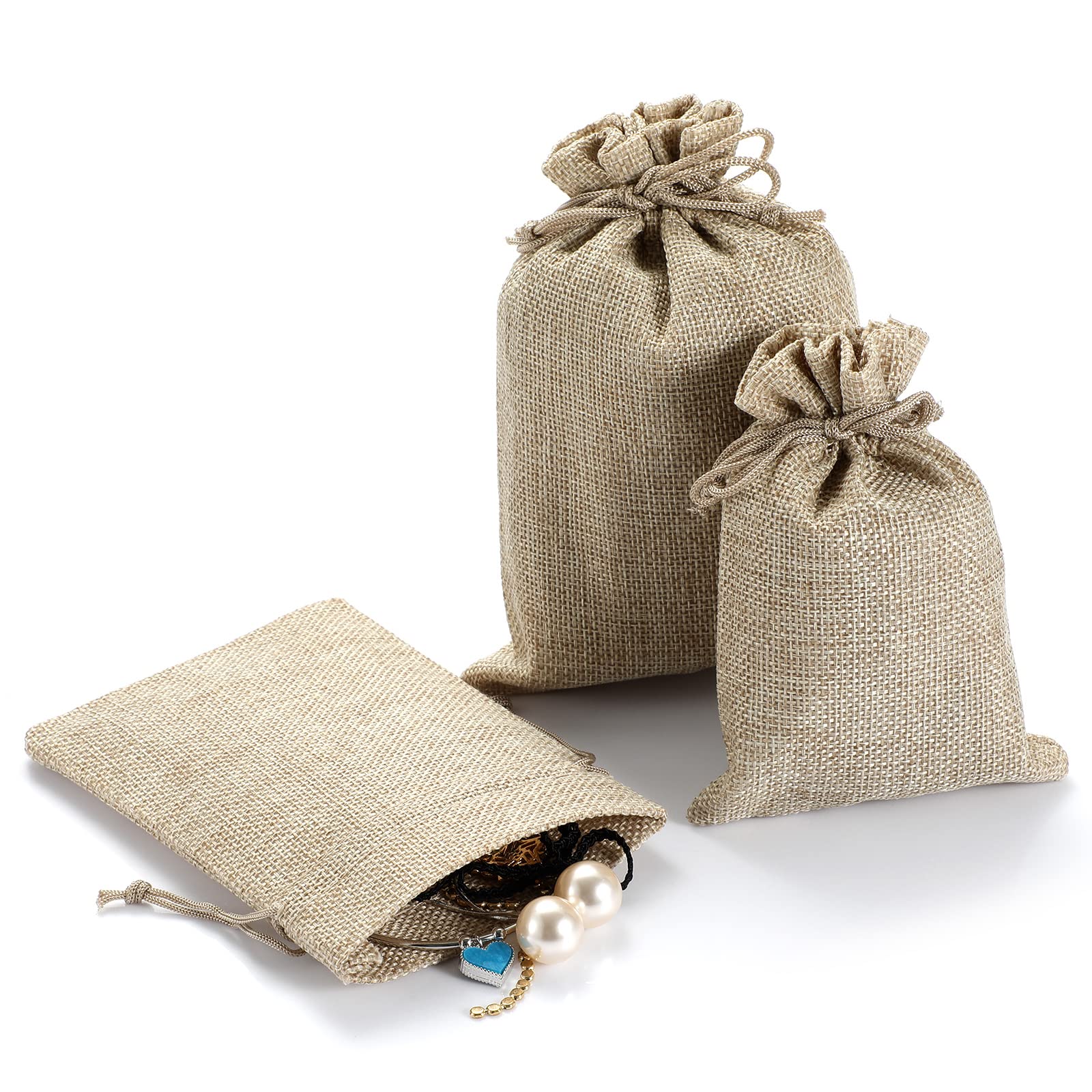 DRQ 5x7 Burlap Drawstring Bags - 30 Pack Natural Jute Favor Sacks for Christmas Gifts, Birthday Party Favors, Wedding Decorations & Home Storage - Eco-Friendly Gift Wrapping & Craft Supplies for DIY Projects