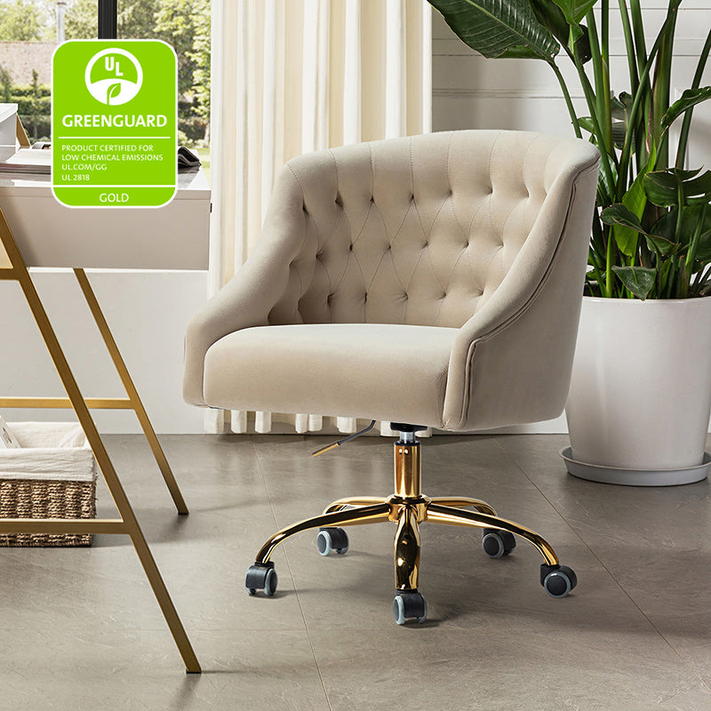 Penelope Velvet Tufted Office Chair - Ergonomic Executive Desk Chair with Lumbar Support - Perfect for Home Office, Gaming & Workspace Comfort