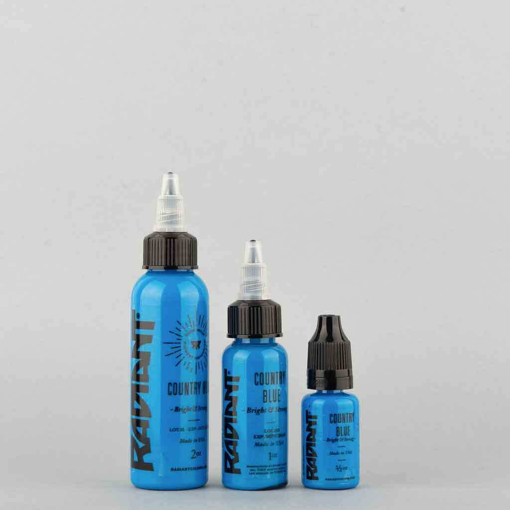 Premium Country Blue Radiant Tattoo Ink - 1 oz Bottle for Professional Tattoo Artists | Vibrant, Long-Lasting Pigment | Ideal for Sleeves, Body Art & Permanent Makeup