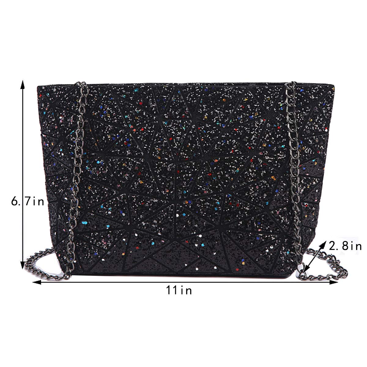 Mily Women's Holographic Laser Leather Envelope Clutch Handbag Purse - Stylish Evening Bag for Parties, Weddings & Night Out