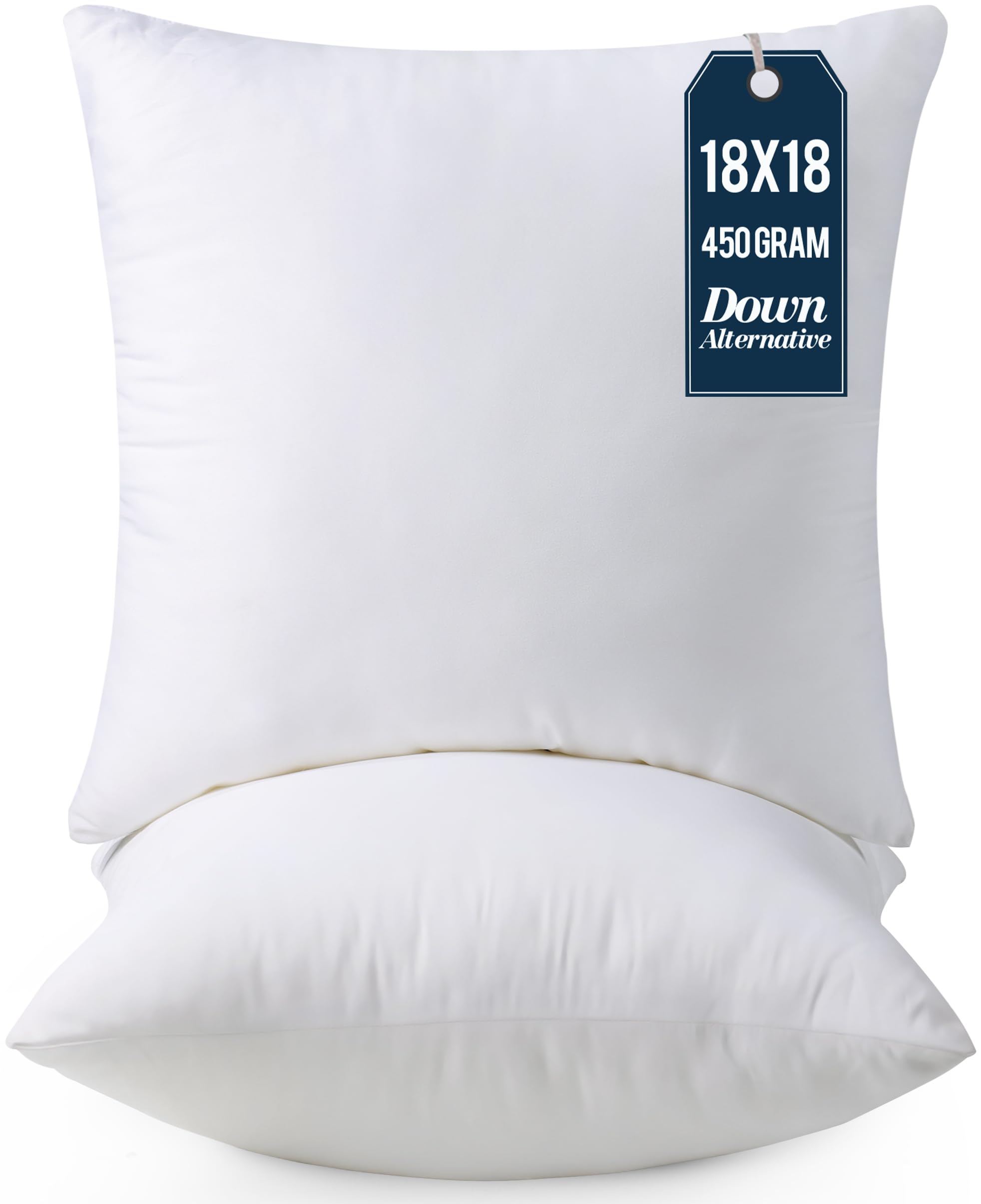 Utopia Bedding 18x18 Inch Throw Pillow Inserts (Pack of 2, White) - Soft Decorative Couch & Bed Pillows for Living Room, Bedroom - Perfect for Home Decor, Sofa Accents, and Cozy Comfort
