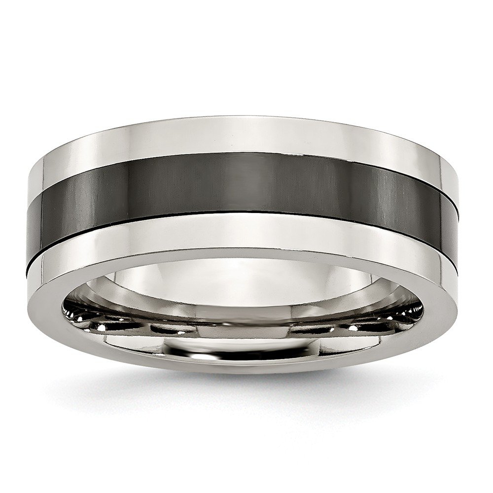Premium Solid Stainless Steel Wedding Band Ring with Black Ceramic Center - Durable, Hypoallergenic Jewelry for Men & Women - Perfect for Anniversaries, Engagements and Everyday Wear