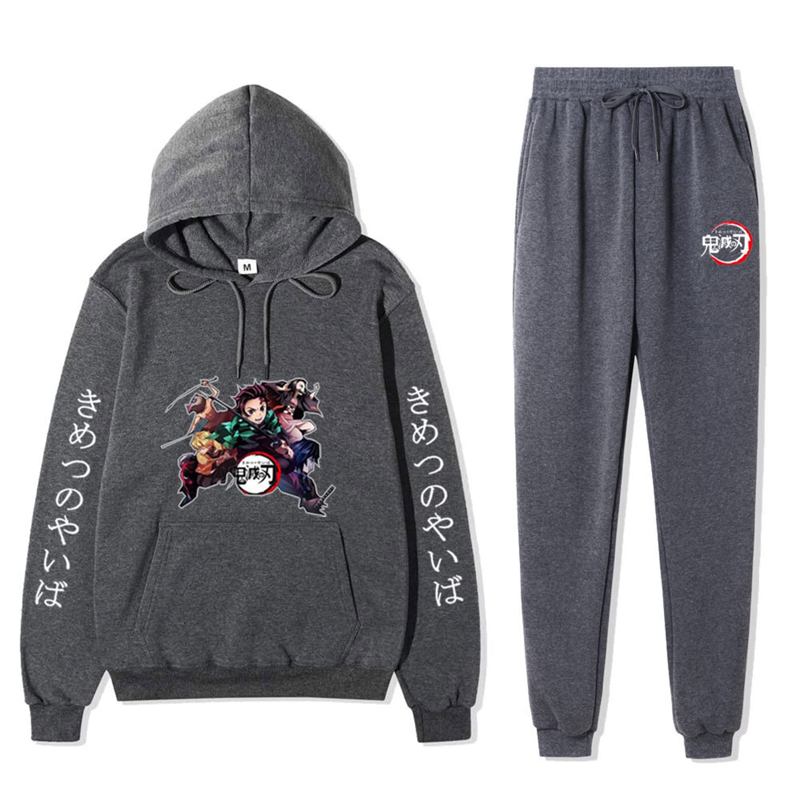 Demon Slayer Anime Hoodie and Sweatpants Set - Men's Manga Graphic Two-Piece Tracksuit | Casual Streetwear for Cosplay, Gym, and Everyday Wear