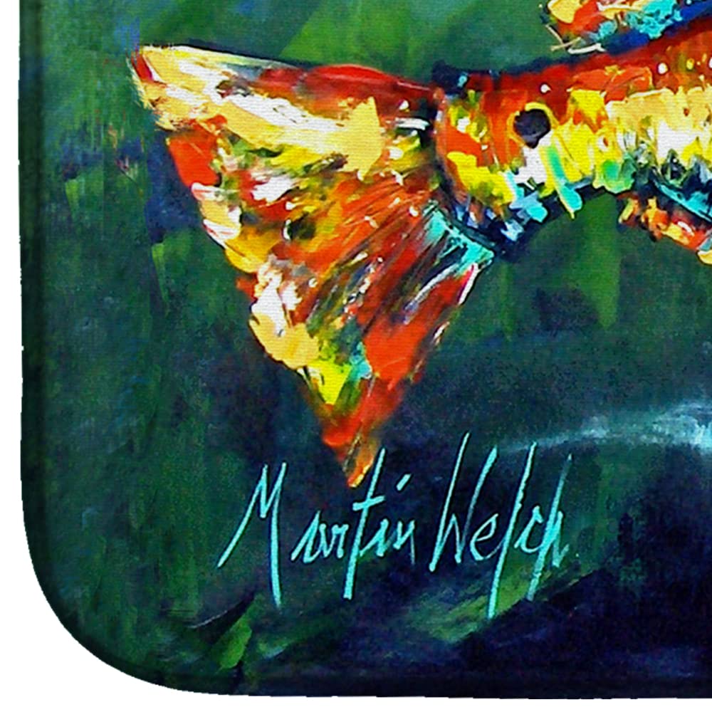 Red Fish Dish Drying Mat - Absorbent Kitchen Counter Pad for Dishes 14x21