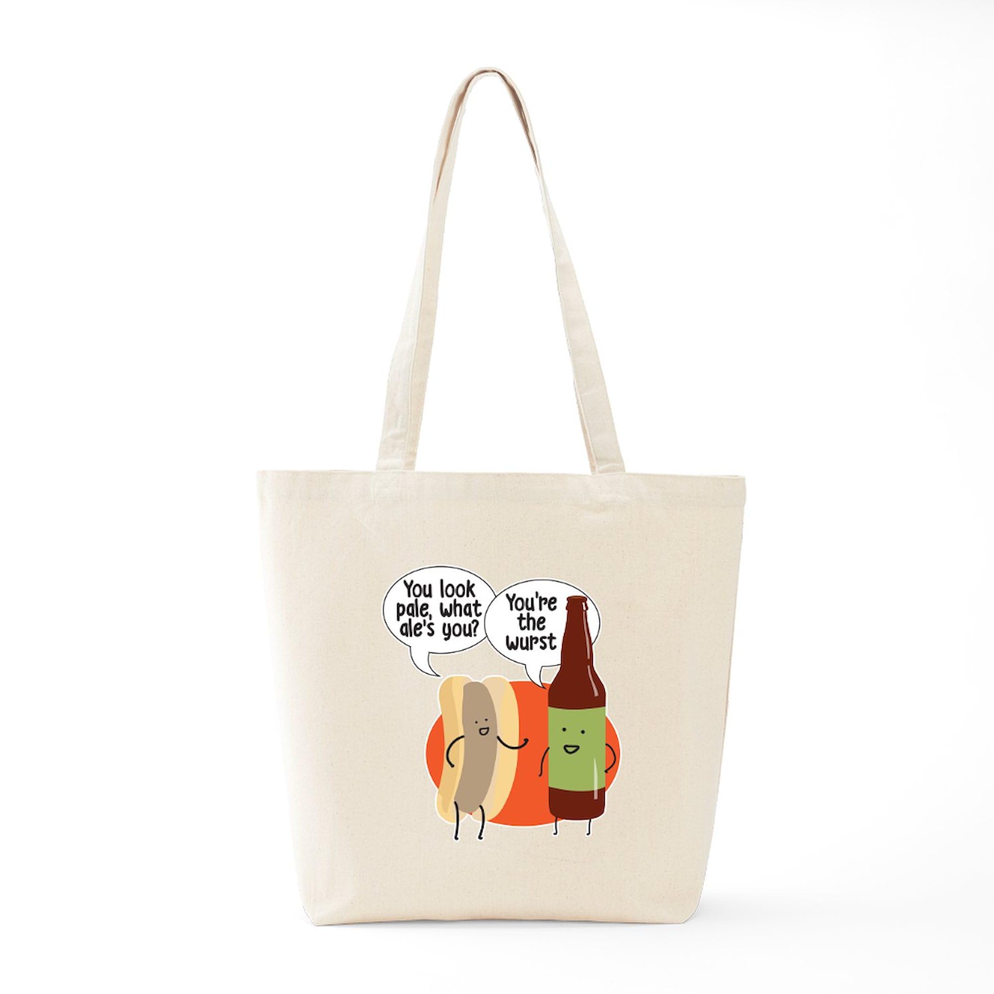 **Ale Bratwurst Tote Bag - Natural Canvas Reusable Shopping Bag for Groceries, Beach, Picnics & Errands**
