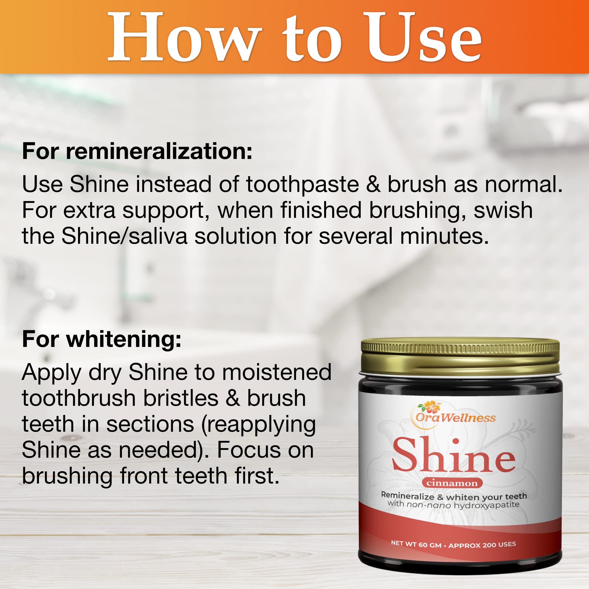 OraWellness Shine Remineralizing Natural Teeth Whitening Powder - Cinnamon Flavor | Pack of 3 Organic Toothpaste & Mouthwash Alternative Tooth Oil Set for Healthy Mouth Care | Perfect for Travel, Home Use & Eco-Friendly Oral Hygiene Routine