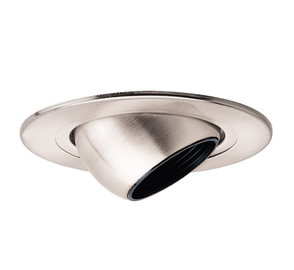 Nora NL 418N BK 4 Inch Low Voltage Black Eyeball and Ring Baffle Trim - Perfect for Recessed Lighting in Kitchens, Bathrooms, and Hallways