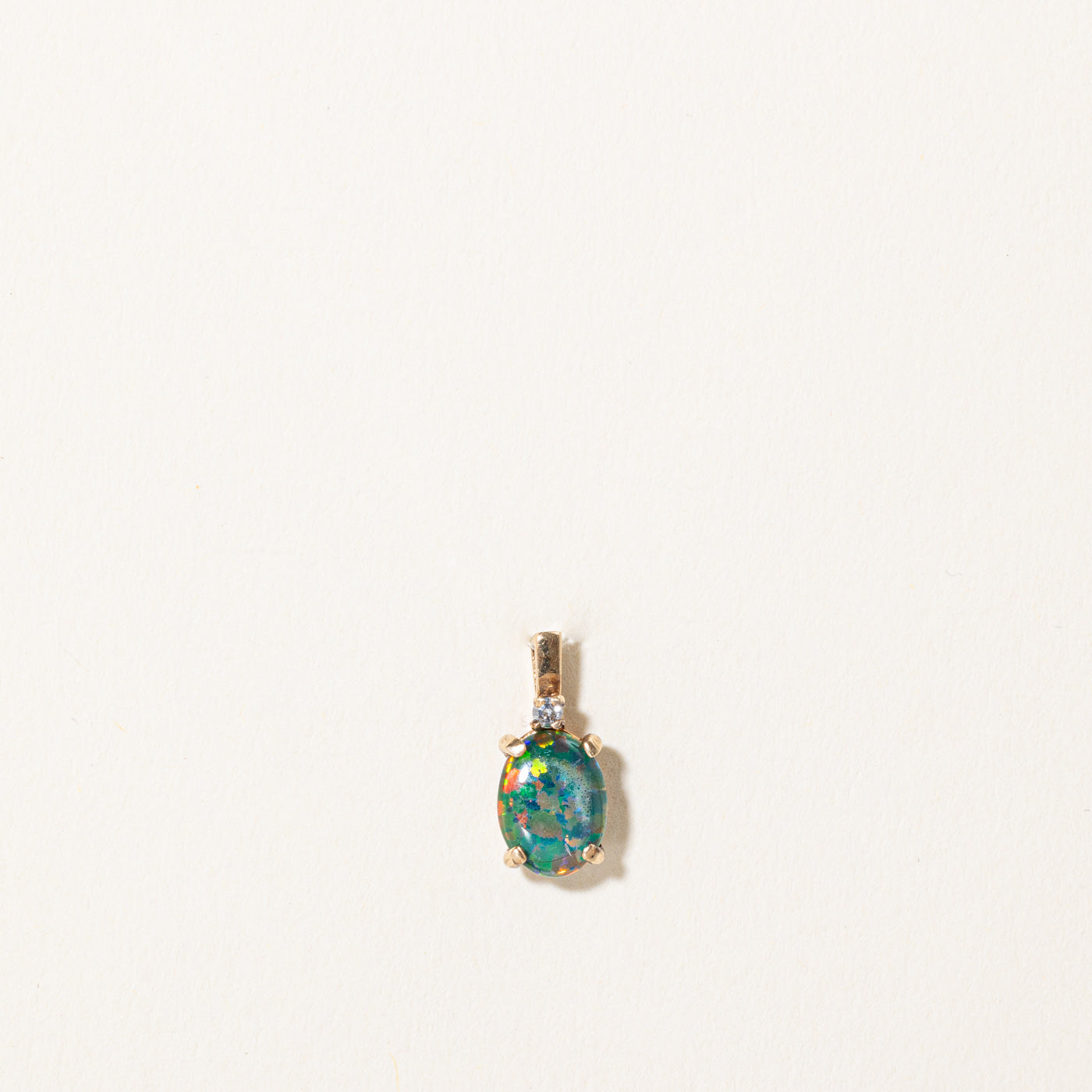 Exquisite Synthetic Opal Triplet & Diamond Pendant Necklace | 0.85ct Opal & 0.02ct Diamond | Elegant Jewelry Gift for Women | Perfect for Parties, Weddings & Special Occasions