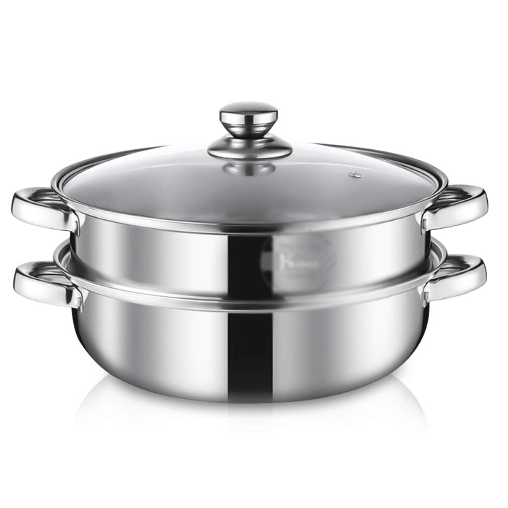 Premium Stainless Steel Steamer Pot with Transparent Glass Lid - Compatible with Gas, Induction & Electric Stoves - Perfect for Soup, Steamboat & Dim Sum Cooking - Ideal for Home Kitchens & Restaurants