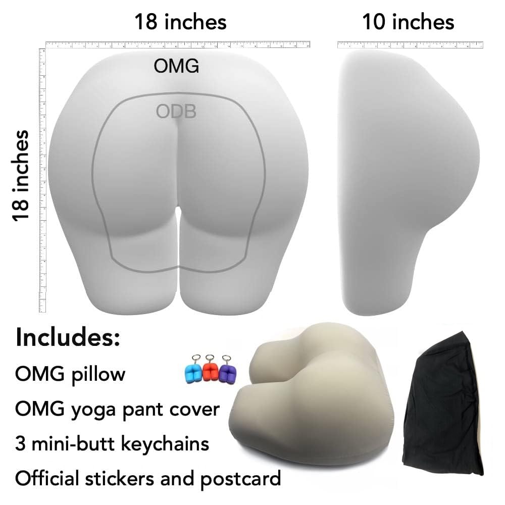 **Ergonomic Butt-Shaped Pillow for Back & Hip Support - Soft Natural Comfort for All Sleepers - Yoga Pant Cover Included - Stress & Anxiety Relief - Perfect for Side Sleepers, Office Chairs & Meditation**