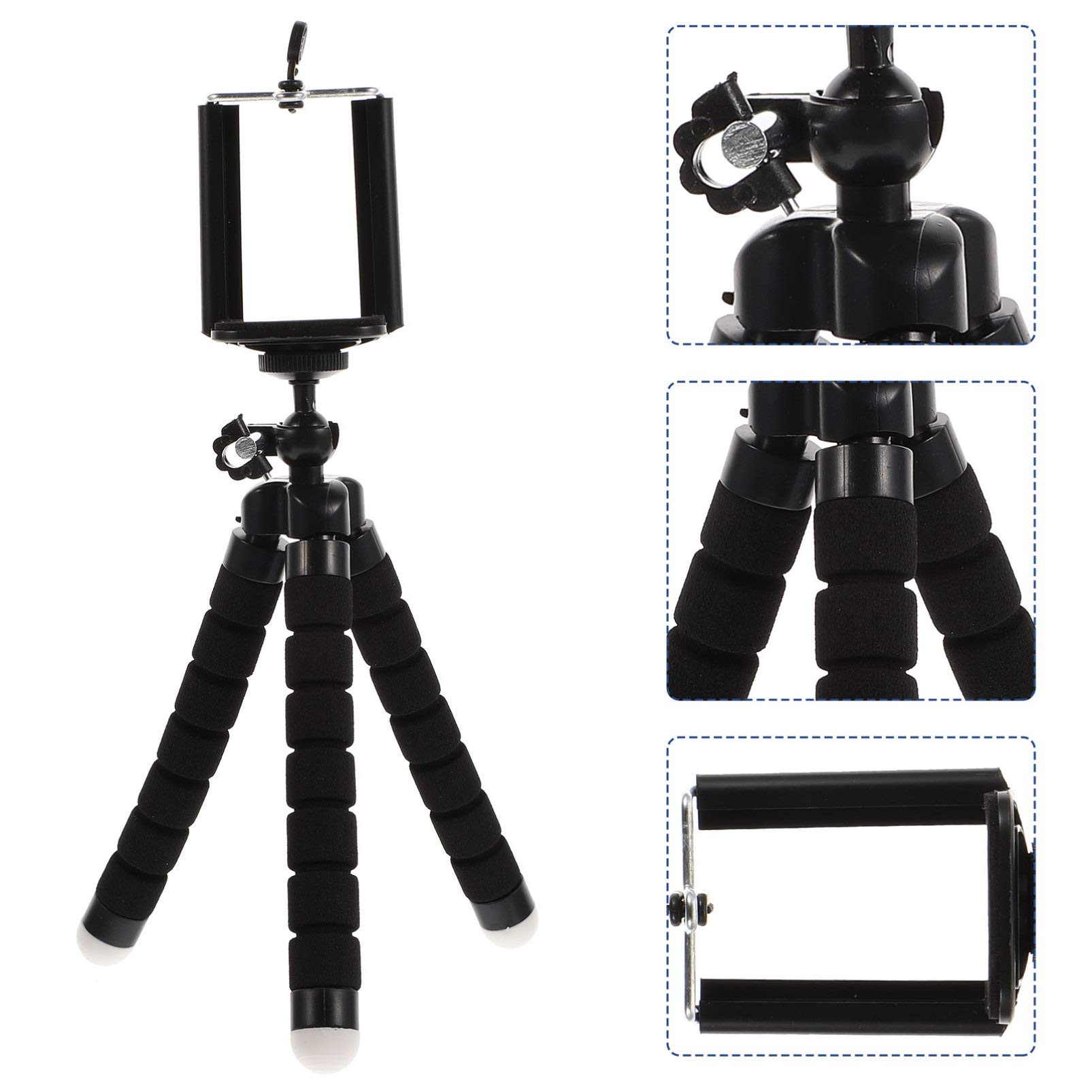 OSALADI Compact Stainless Steel Phone Stand - Adjustable Desk Tripod for Smartphones, Perfect for Video Calls, Live Streaming & Photography (Ideal for Home Office, Vlogging & Content Creation)