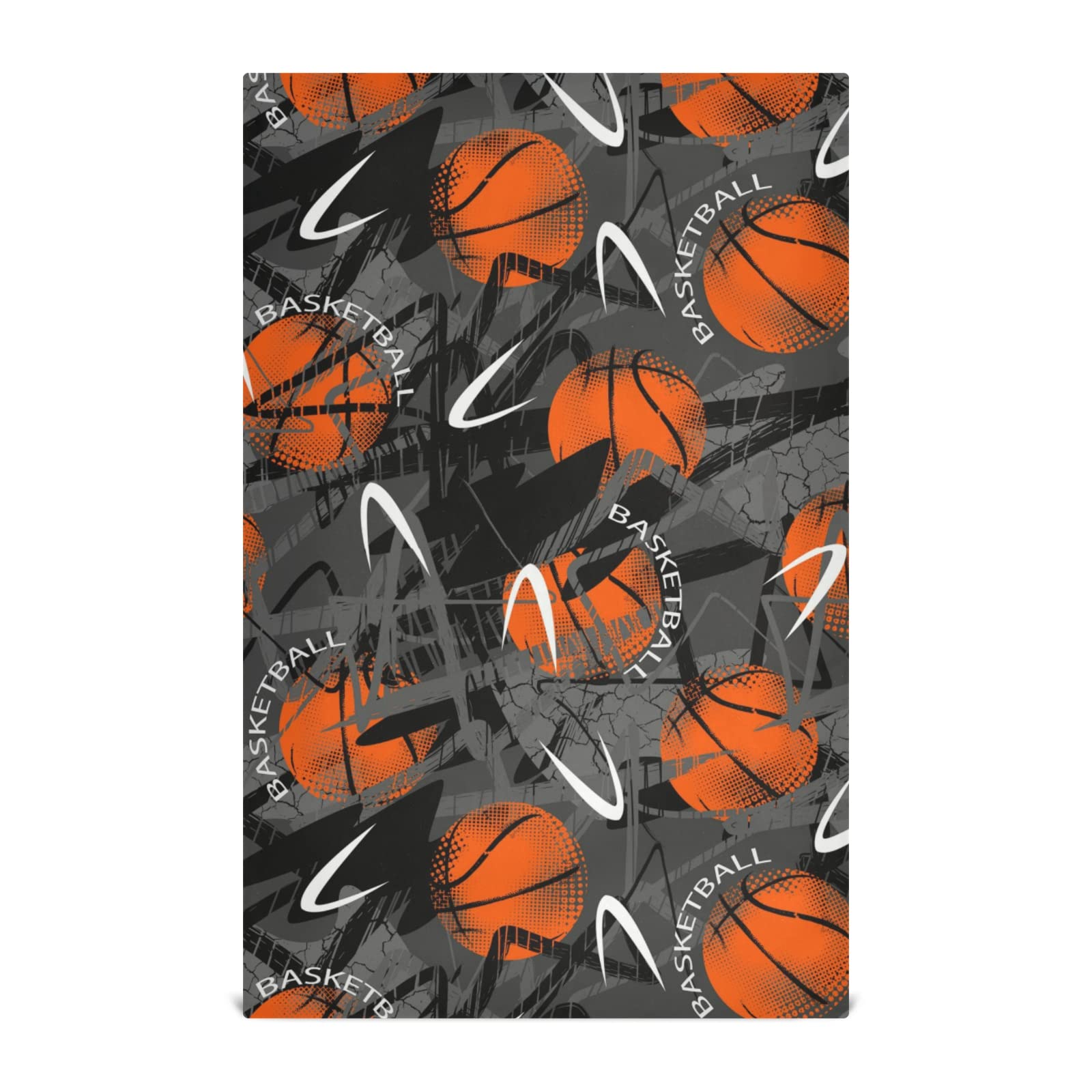 Abstract Grunge Basketball Urban Style Kitchen Dish Towel - Set of 1 Polyester Hemmed Napkin, Terry Towel & Dishcloth - Hand & Bar Tea Towel with Hanging Loop - Perfect for Kitchen, Dining & Home Decor