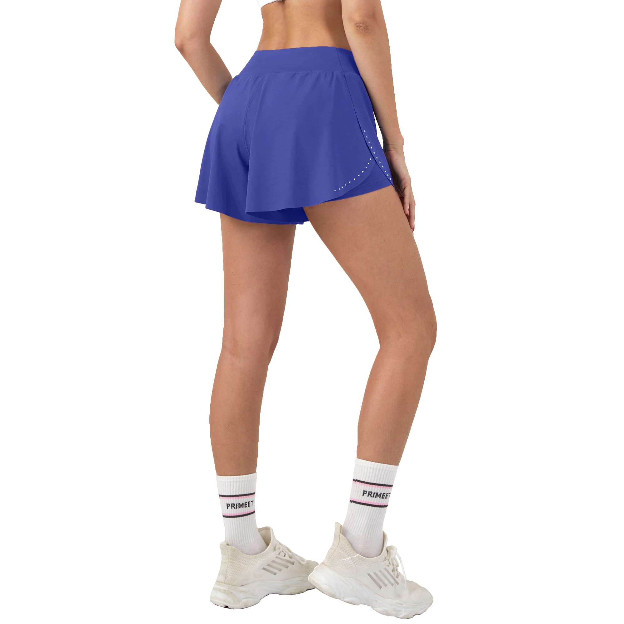 Aurefin Women's 2-in-1 High Waist Running Shorts - Lightweight Athletic Yoga Gym Shorts with Flowy Design for Workout & Lounge Wear | Perfect for Jogging, Yoga, Gym & Casual Outfits
