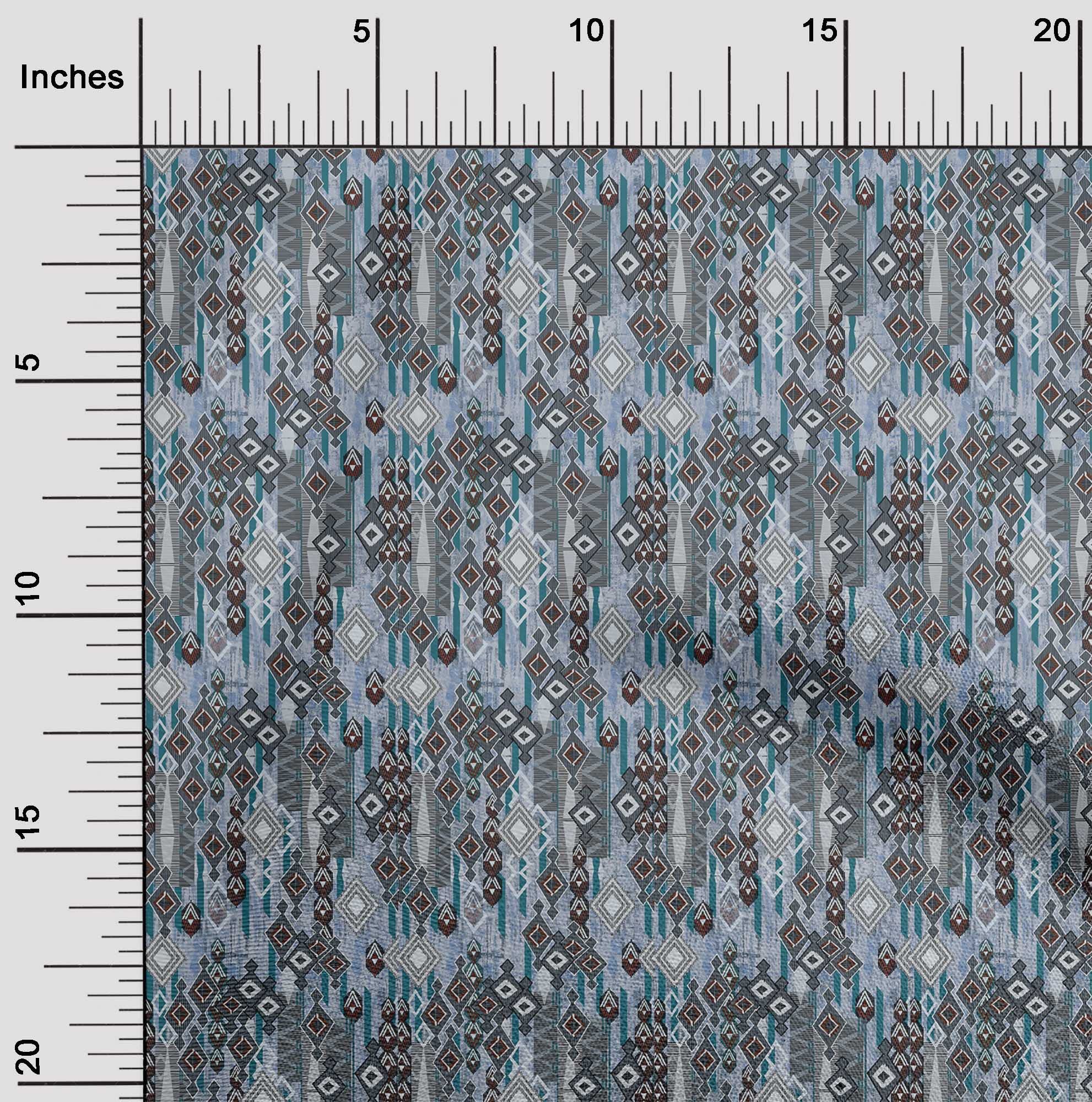 oneOone Velvet Dusty Blue Fabric - 58 Inch Wide Kilim Printed Sewing Material for DIY Clothing, Upholstery & Home Decor | Premium Soft Velvet Fabric by The Yard for Crafts, Dresses & Pillows