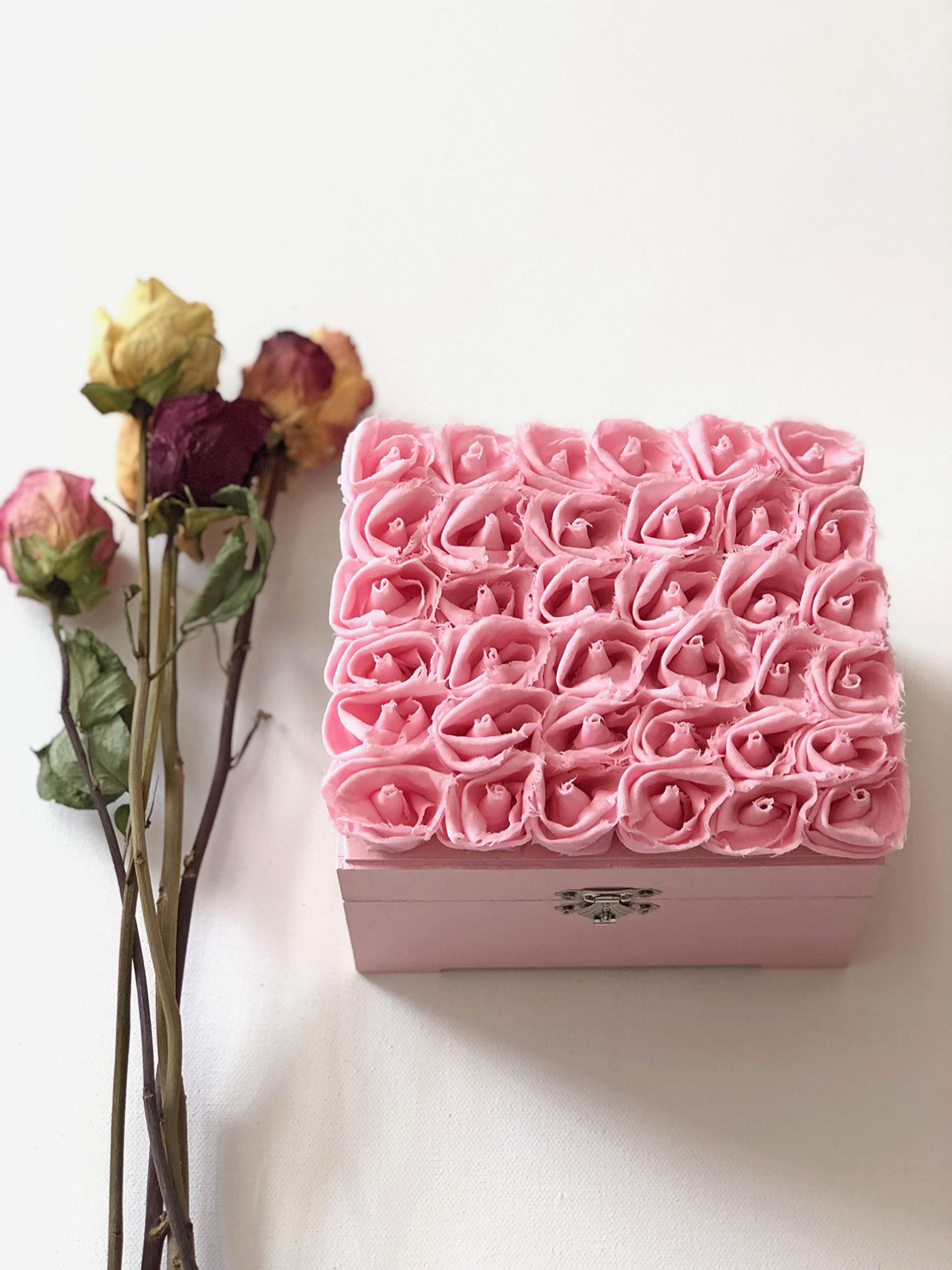 Elegant Pink Rose Jewelry Box for Women - Perfect for Gift, Wedding, Birthday & Valentine's Day - Jewelry Storage Organizer with Velvet Lining