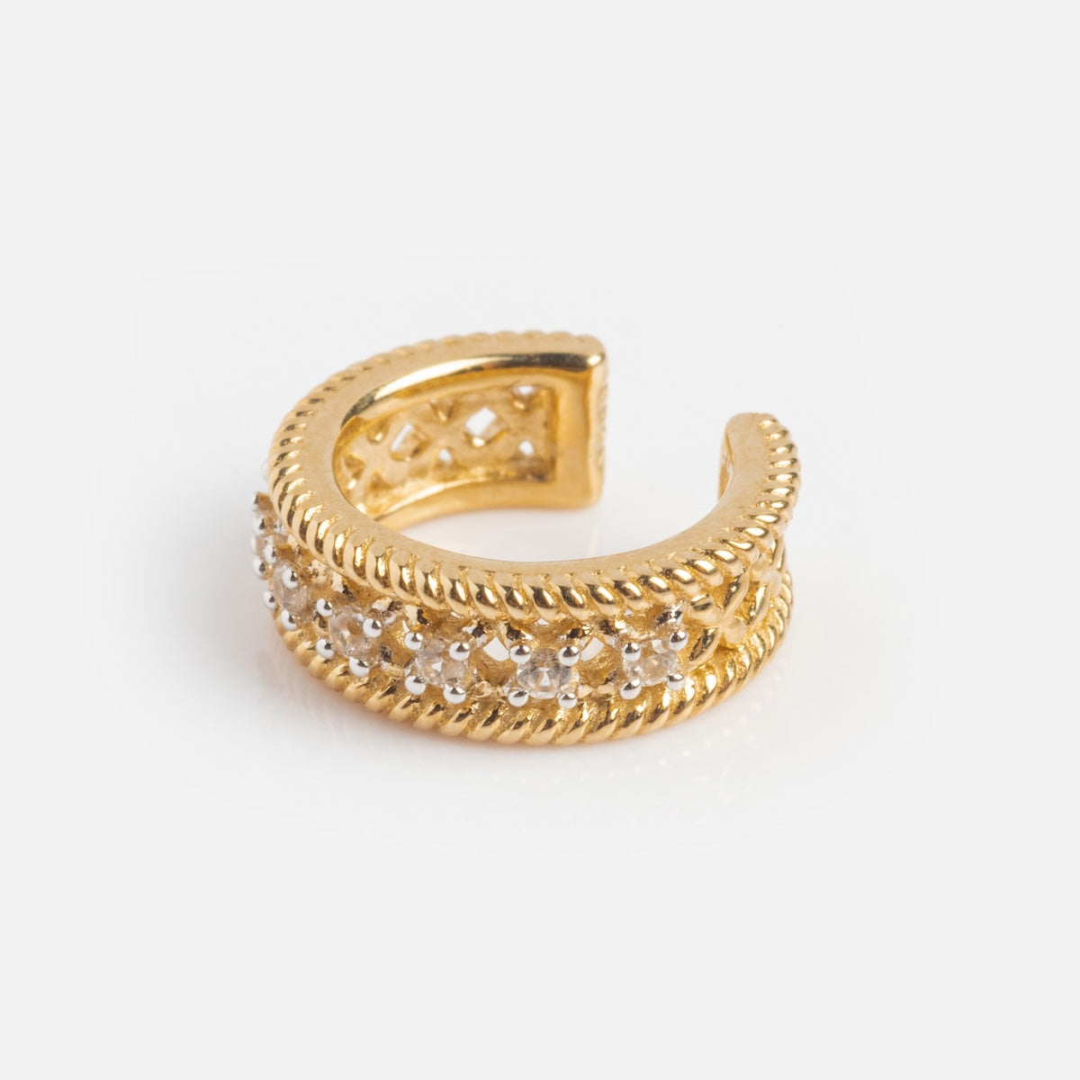 Solid Gold Ornate Ear Cuff - Elegant Non-Piercing Ear Jewelry for Women | Perfect for Parties, Weddings & Special Occasions