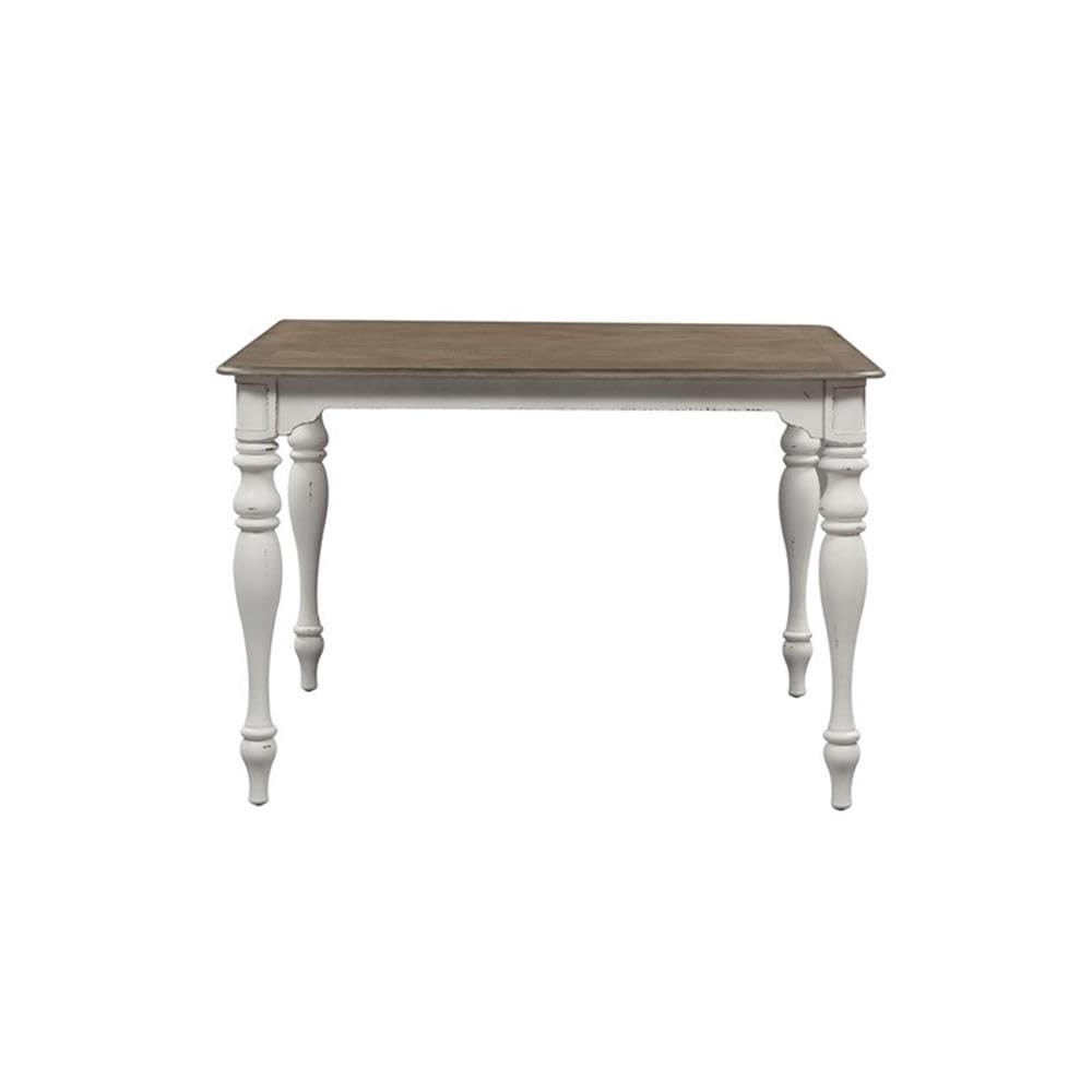 Liberty Furniture Magnolia Manor Gathering Table - Antique White Finish - Farmhouse Dining Table for Kitchen, Dining Room, and Entertaining