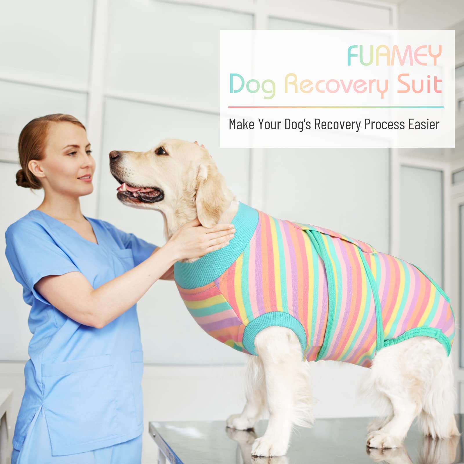 Post-Surgery Recovery Suit for Dogs - Soft Breathable Dog Bodysuit, E-Collar Alternative for Male & Female Pets - Anti-Licking Wound Protection Onesie (Mint Green Stripes, XL) - Ideal for Spay/Neuter Recovery & Wound Healing After Surgery