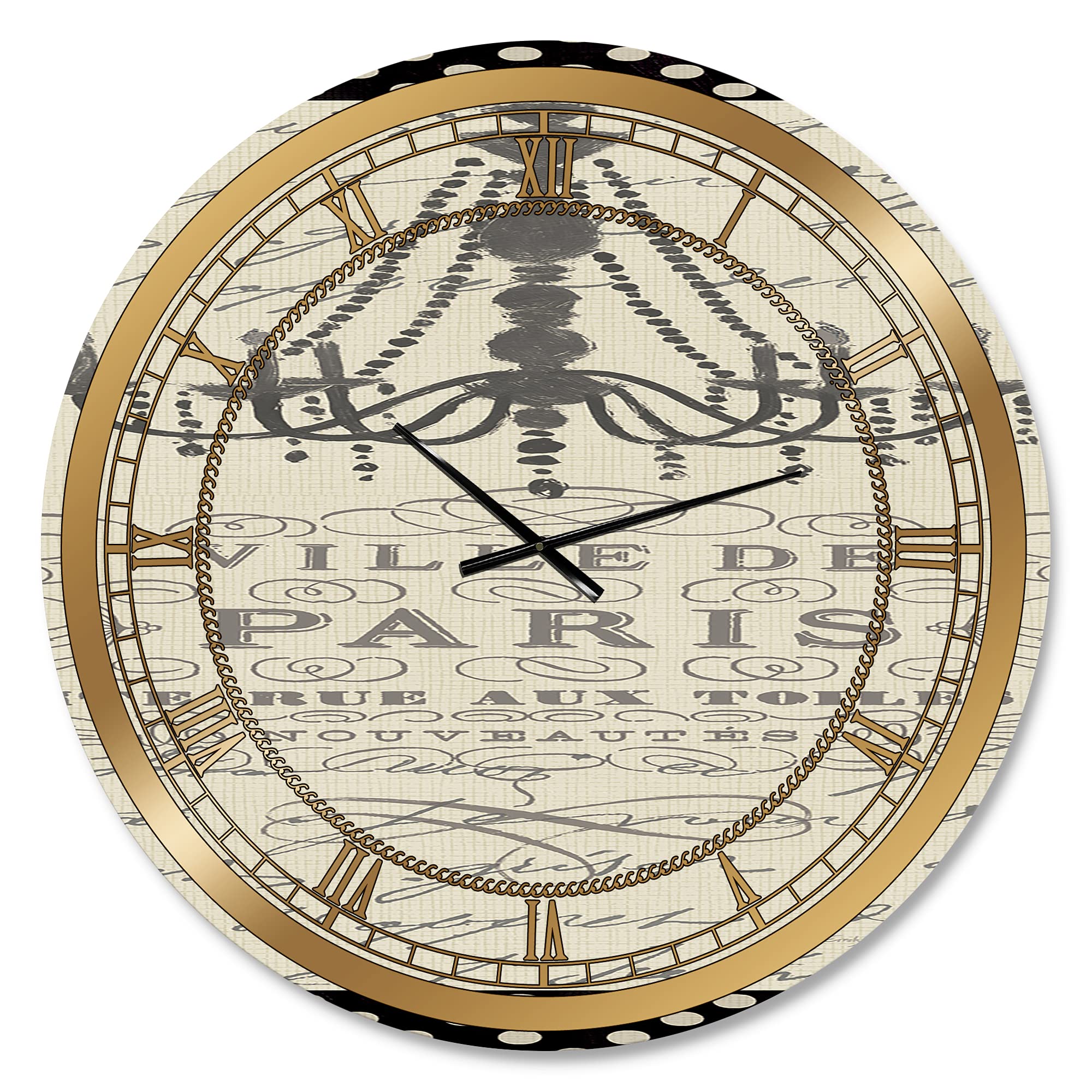 DesignQ Glam Wall Clock - French Chandeliers Couture Style Large Decorative Clock for Kitchen, Living Room & Bedroom | Elegant Home Décor & Wall Art
