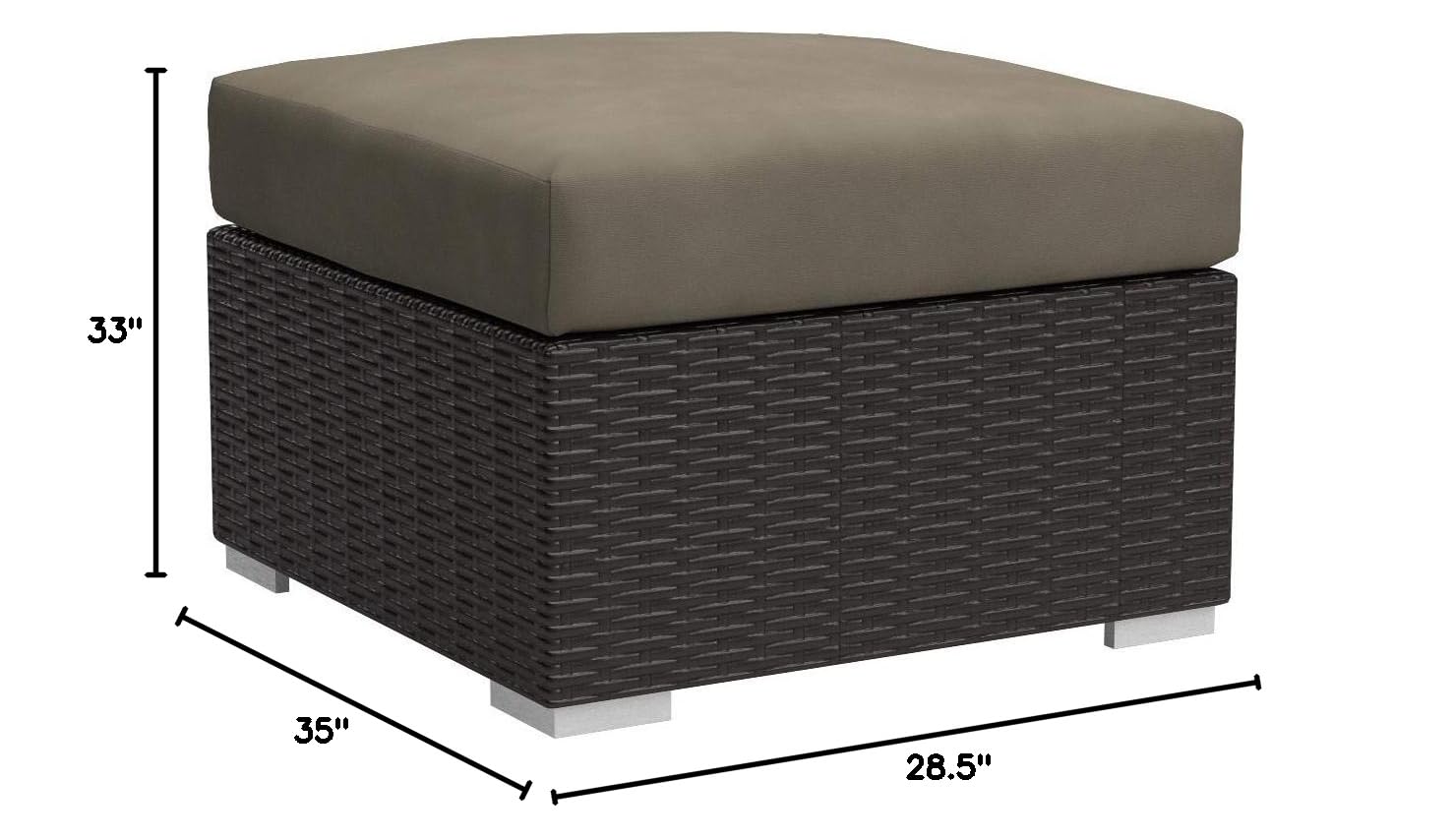 Modway Convene Wicker Rattan Outdoor Patio Sectional Sofa Armless Chair - Espresso Mocha Brown - Weather-Resistant Lounge Furniture for Backyard, Poolside & Garden Relaxation