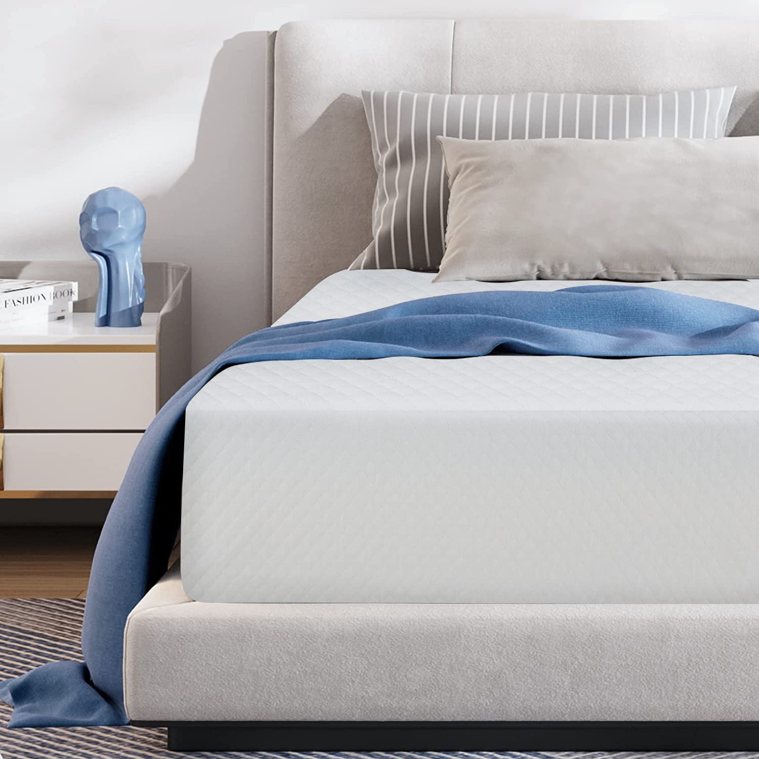 BestMassage 5-12 Inch Memory Foam Mattress - Gel Infused Cooling Mattress for Pressure Relief & Cool Sleep, Medium Firm CertiPUR-US Certified Bed-in-a-Box | Perfect for Back Pain Relief, Guest Rooms & RV Camping