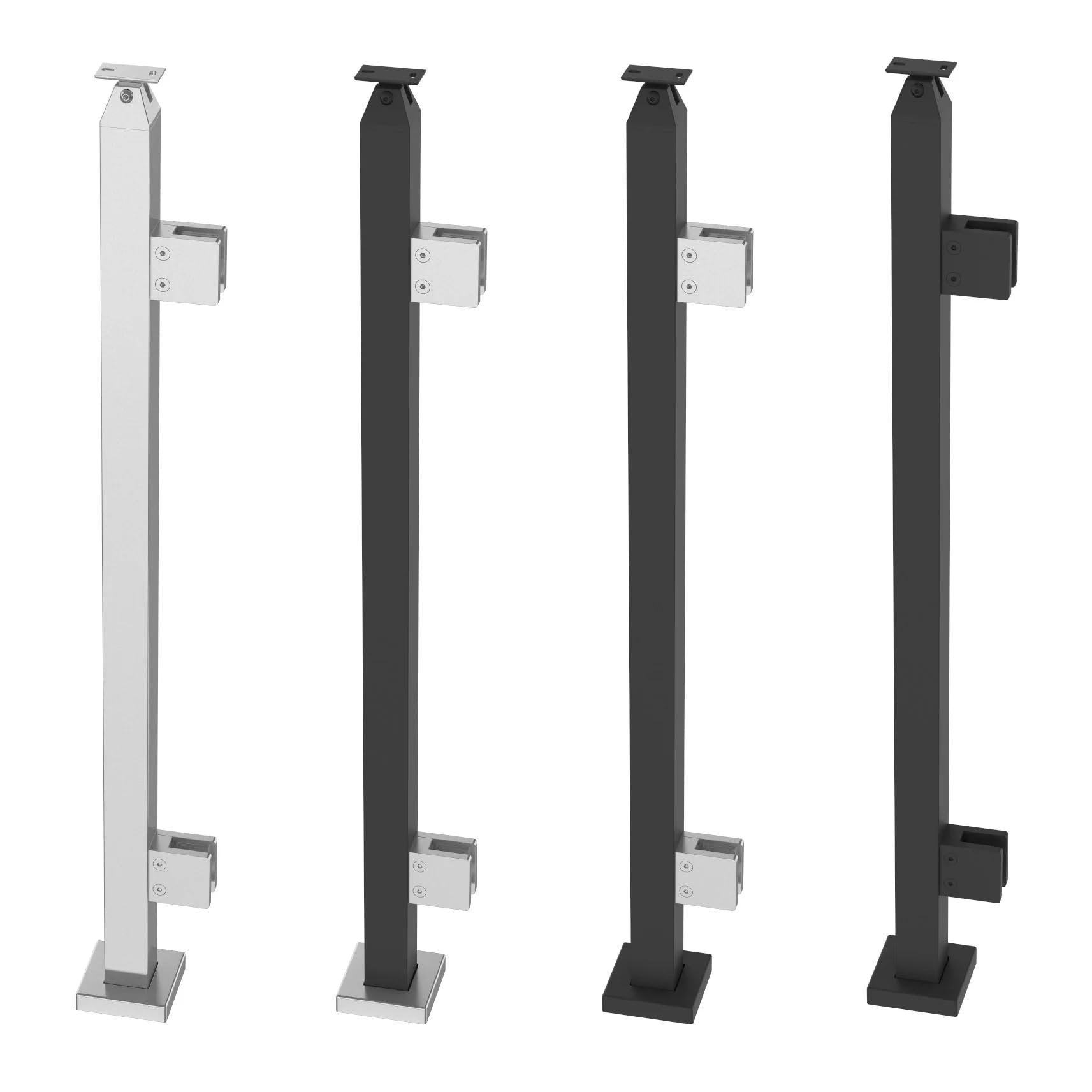 Heavy Duty 316 Stainless Steel Glass Railing Post - Square Surface Handrail Bracket for 3/8