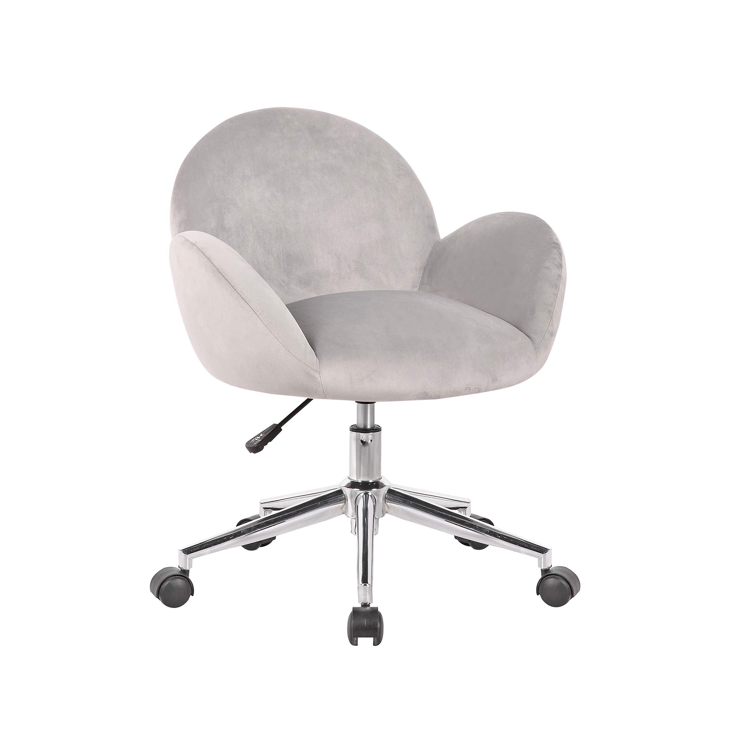 Porthos Home Quon Swivel Office Chair - Soft Velvet Upholstery, Adjustable Height, Rounded Low Back & Chrome Base with Castor Wheels - Ergonomic Desk Chair for Home Office, Study Room or Workspace