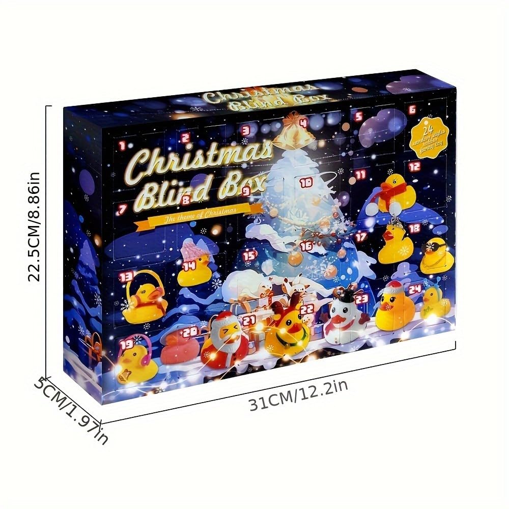 AIUAZA 24-Piece Christmas Blind Box Set - 2-Inch Mini Rubber Duck Toys for Tree Decor, Bathtub Fun, Baby Showers & Birthday Party Gifts | Cute Desktop Car Ornaments for Boys & Girls