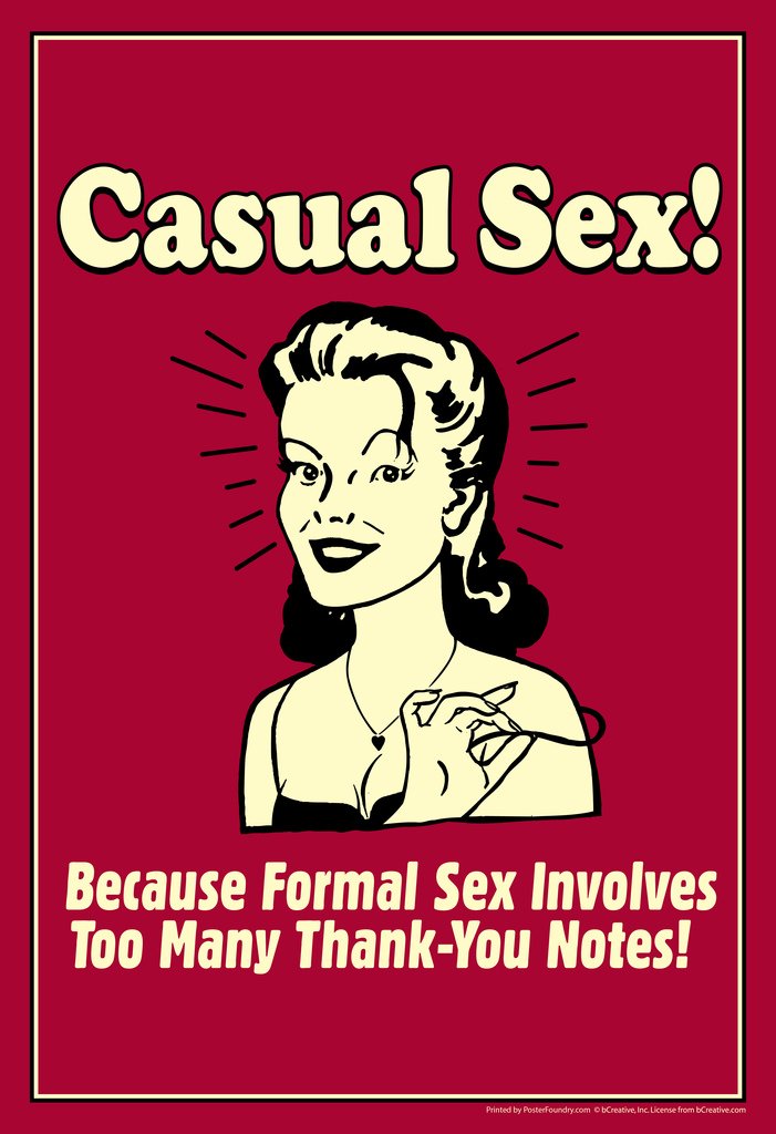 Funny Retro Wall Art Print Poster - 12x18 Inches - Humorous Casual Sex Quote for Home & Office Decor - Perfect for Living Room, Bedroom, or Gift