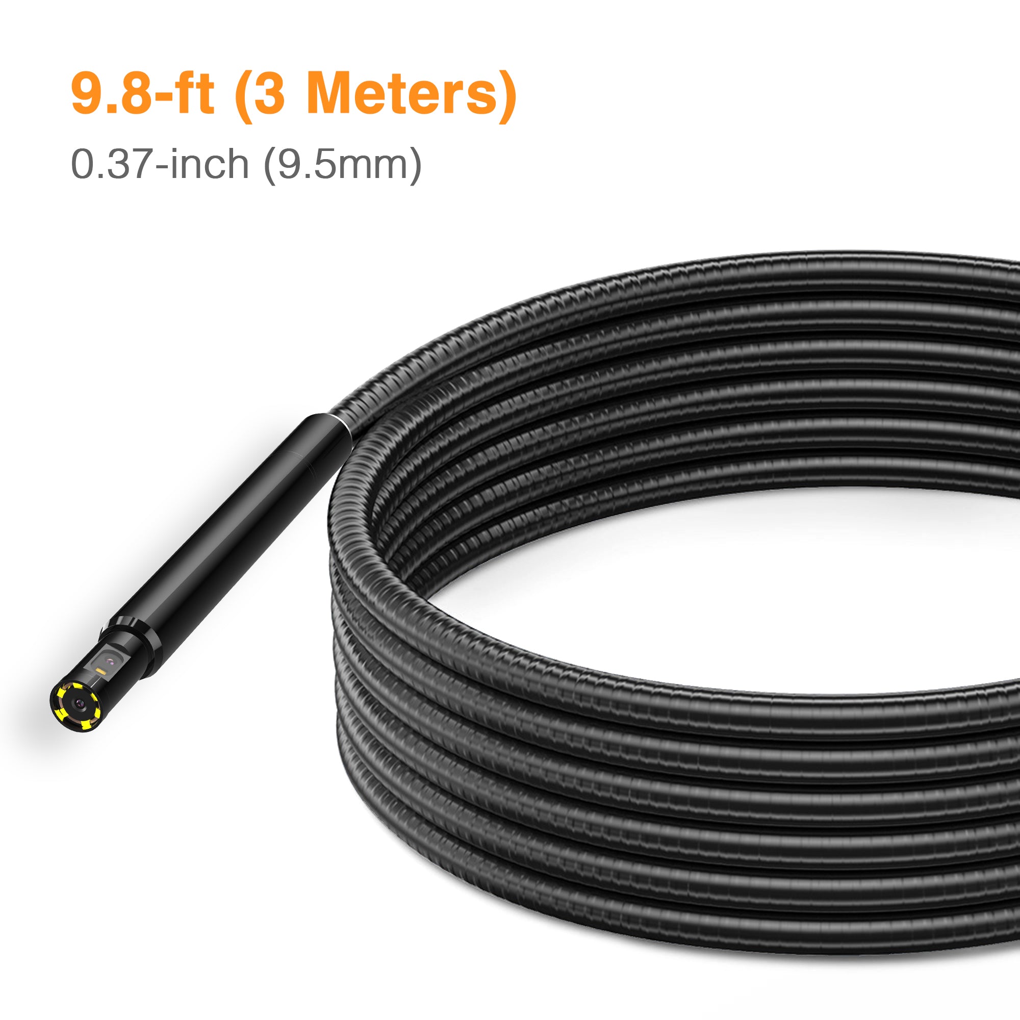 Dual Lens Rotating Flexible Inspection Camera Probe - High Resolution Endoscope for Plumbing, HVAC, Automotive & Home Repairs