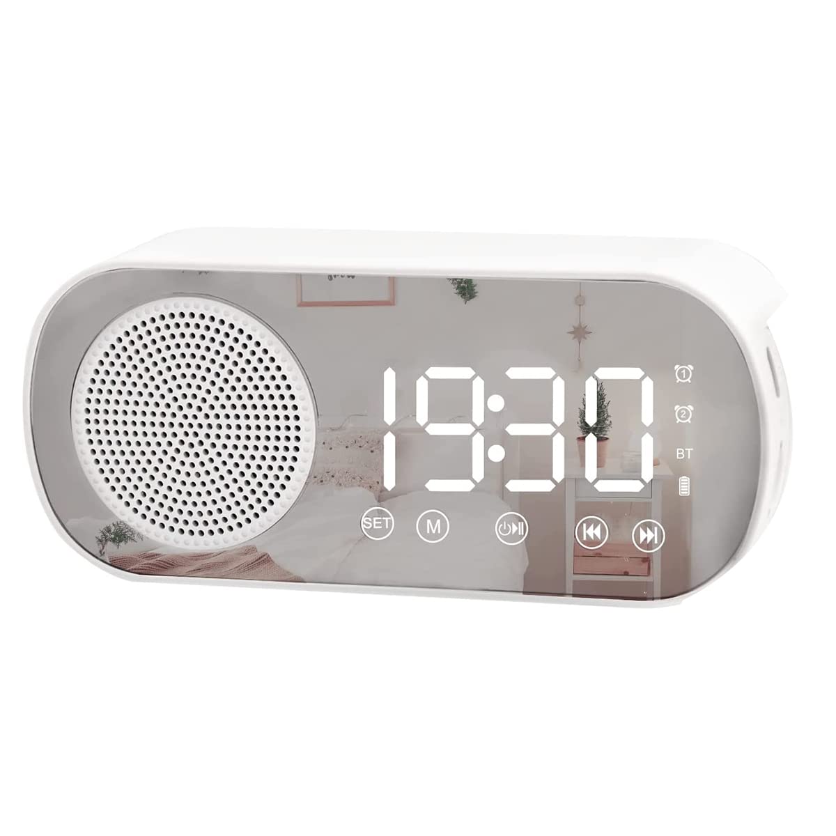 XIYANG LED Digital Alarm Clock with FM Radio & Bluetooth Speaker - 3-Level Brightness Dimming, Snooze Function - Perfect for Bedroom, Office & Home Decor