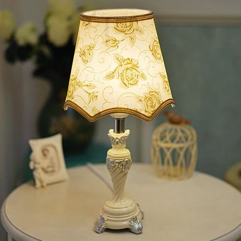 Golden Rose Lamp Shade - Nordic Minimalist Table Lamp with Button Switch & Fabric Shade (Bulbs Not Included) - Perfect for Bedroom, Living Room & Office Lighting Decor