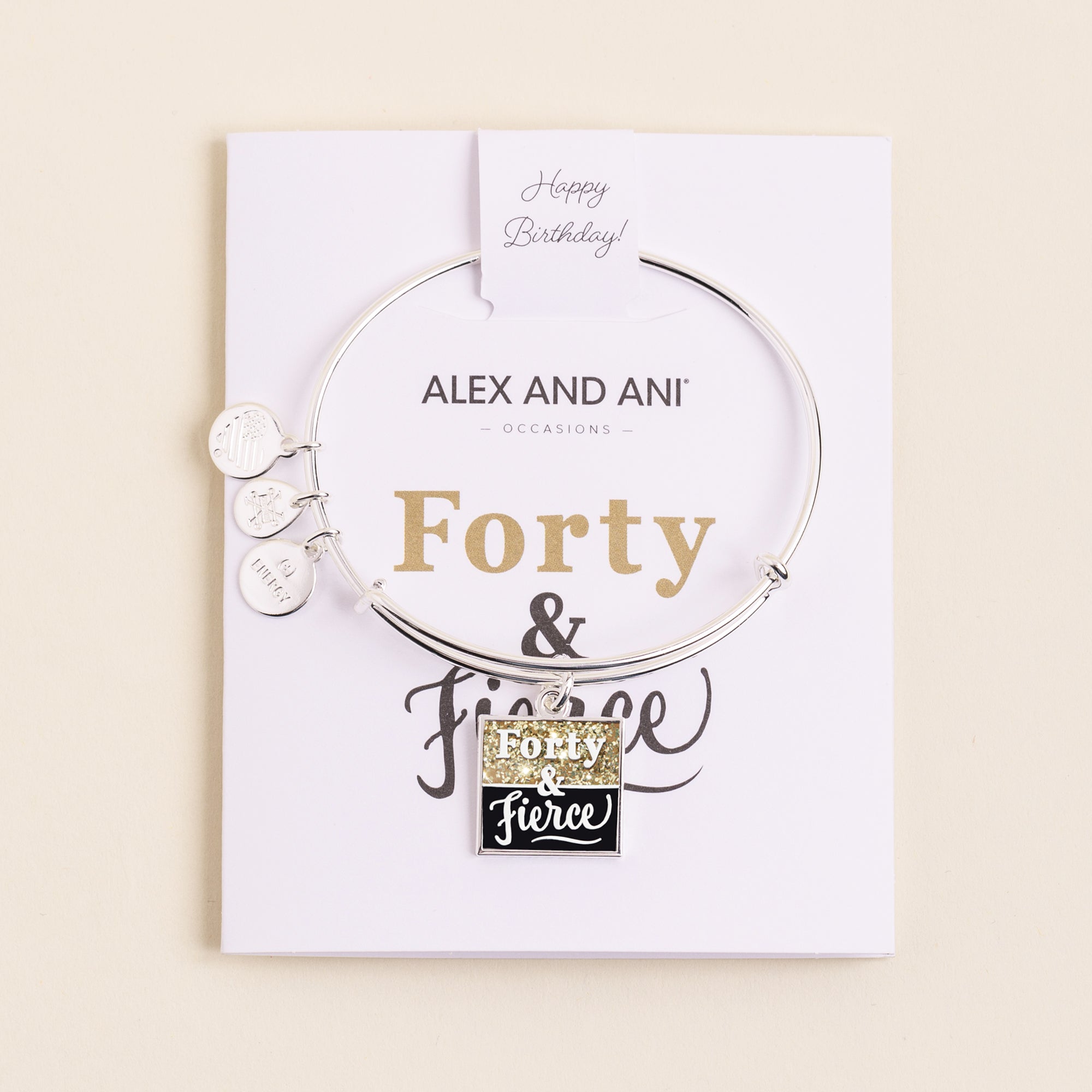 Forty & Fierce Charm Bangle - Elegant Sterling Silver Bracelet for Women - Perfect Birthday Gift for Her, Anniversary Present, or Self-Treat - Ideal for Parties, Date Nights & Special Occasions