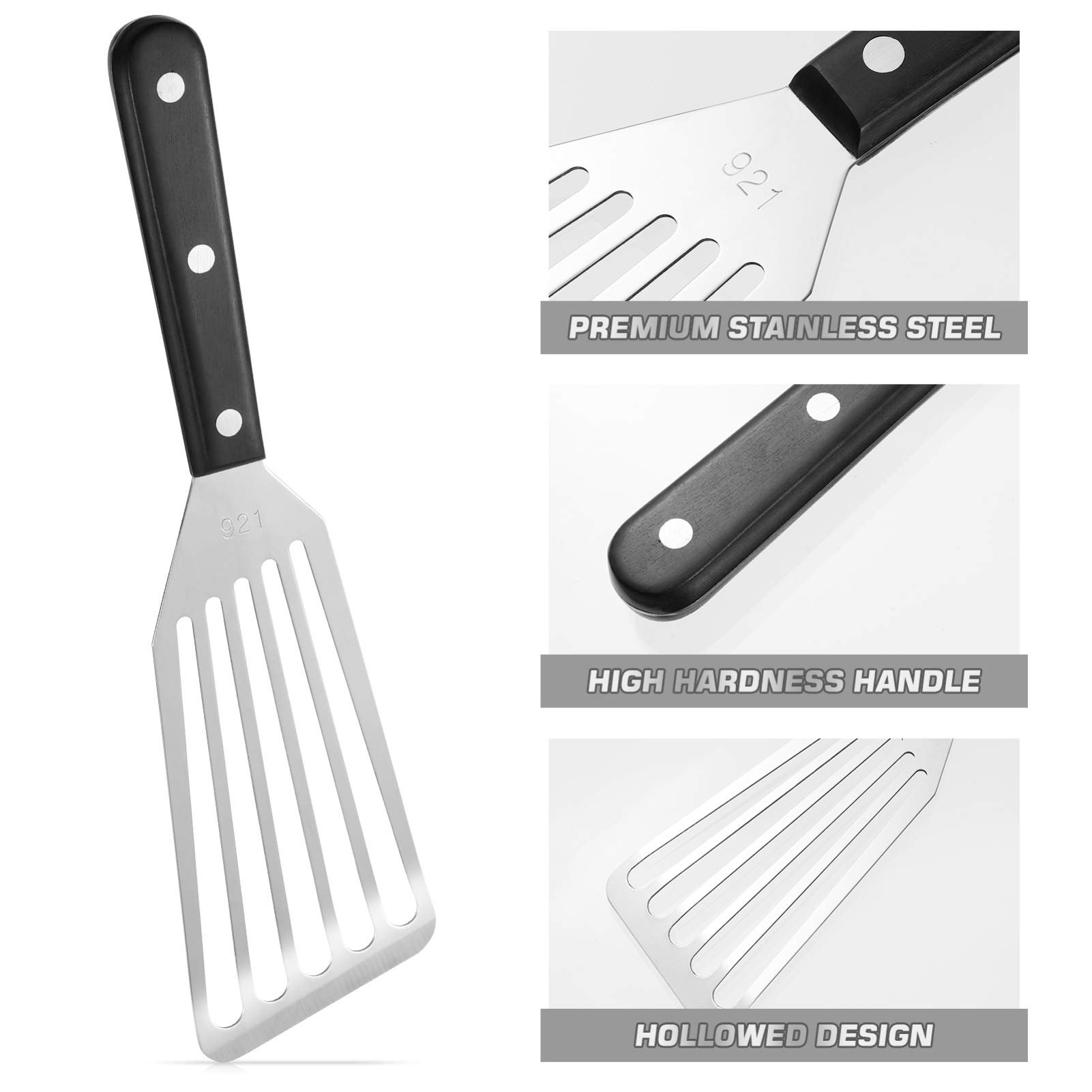 Premium Stainless Steel Spatula - Heavy Duty BBQ Turner, Slotted Metal Spatula for Grilling, Flipping Steak & Burgers - Perfect for Outdoor Cooking, Camping & Backyard BBQ Parties