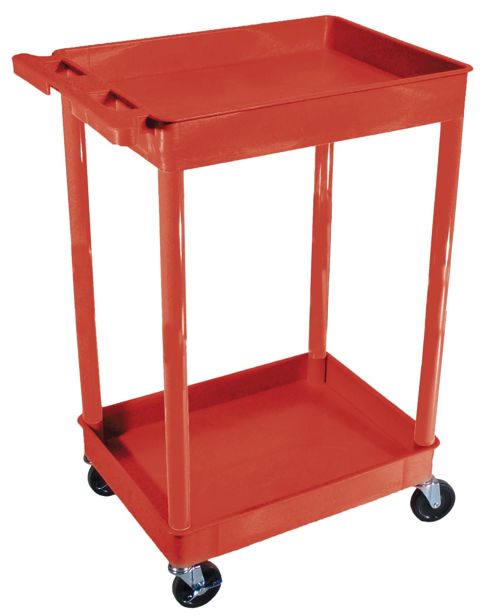 Luxor 2-Shelf Rolling Utility Cart in Red - Perfect for Kitchen, Bathroom, or Office Organization