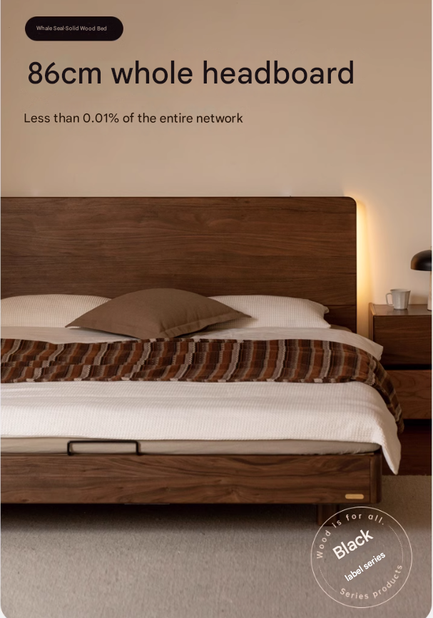 Solid Black Walnut Wood King Size Suspended High Headboard Bed Frame - Modern Platform Bed for Master Bedroom, Guest Room & Luxury Home Decor